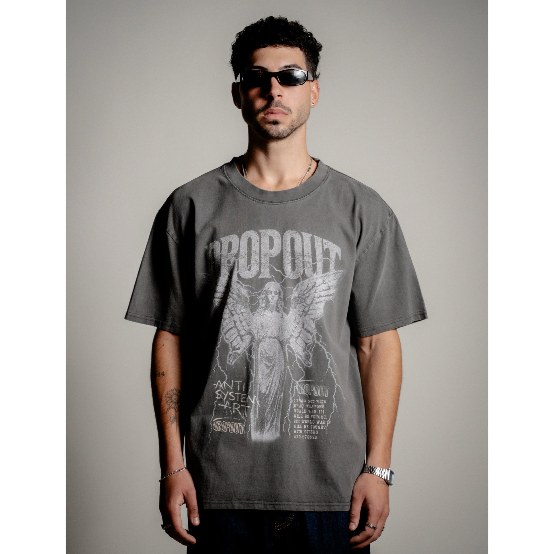 GREY WASH TEE - DIVINE DROPOUT