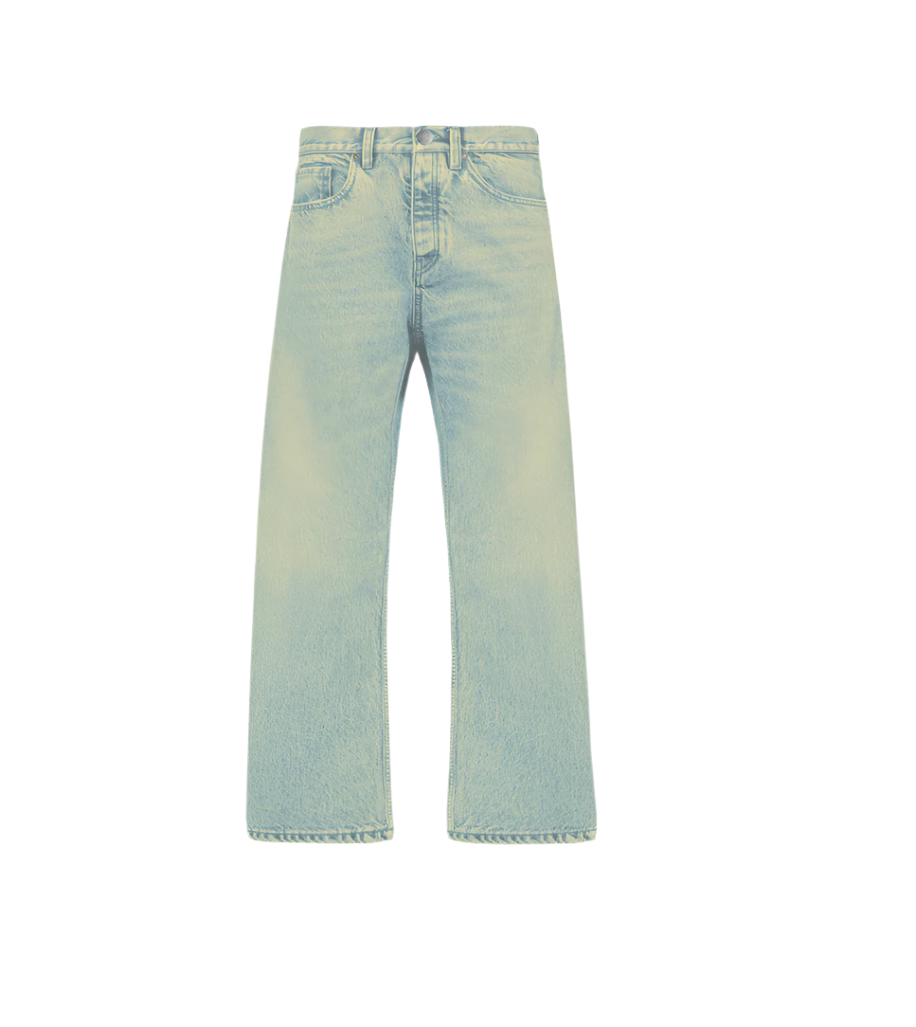 Faded Wash Burn Light Blue Loose Fit Jeans