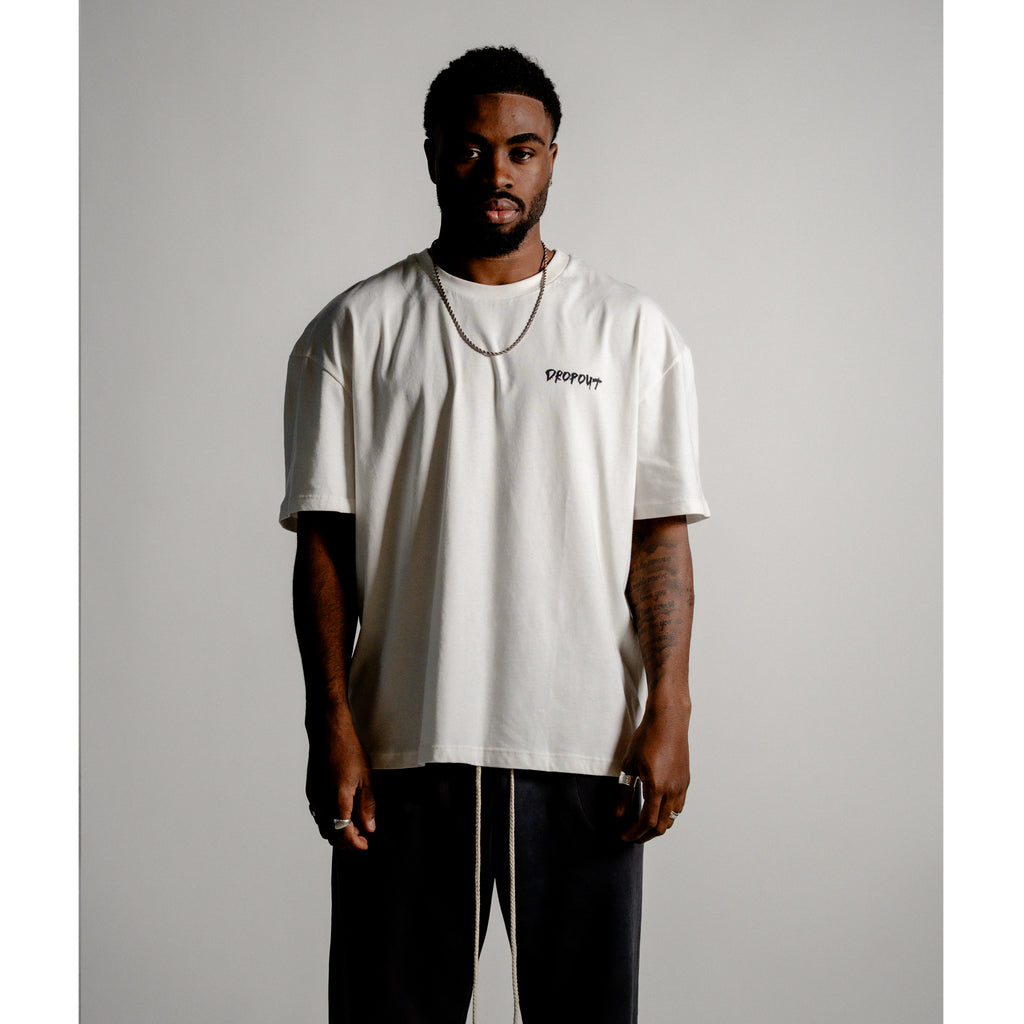 BASIX WHITE OVERSIZE LOGO TEE