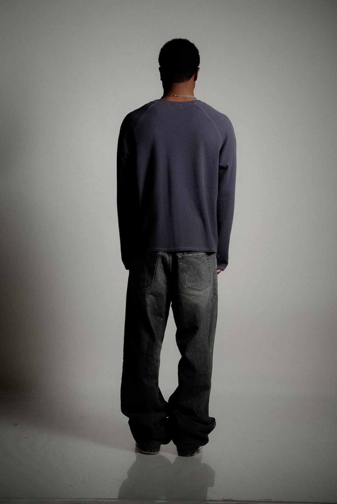 Waffle Long Sleeve  – Slate Blue