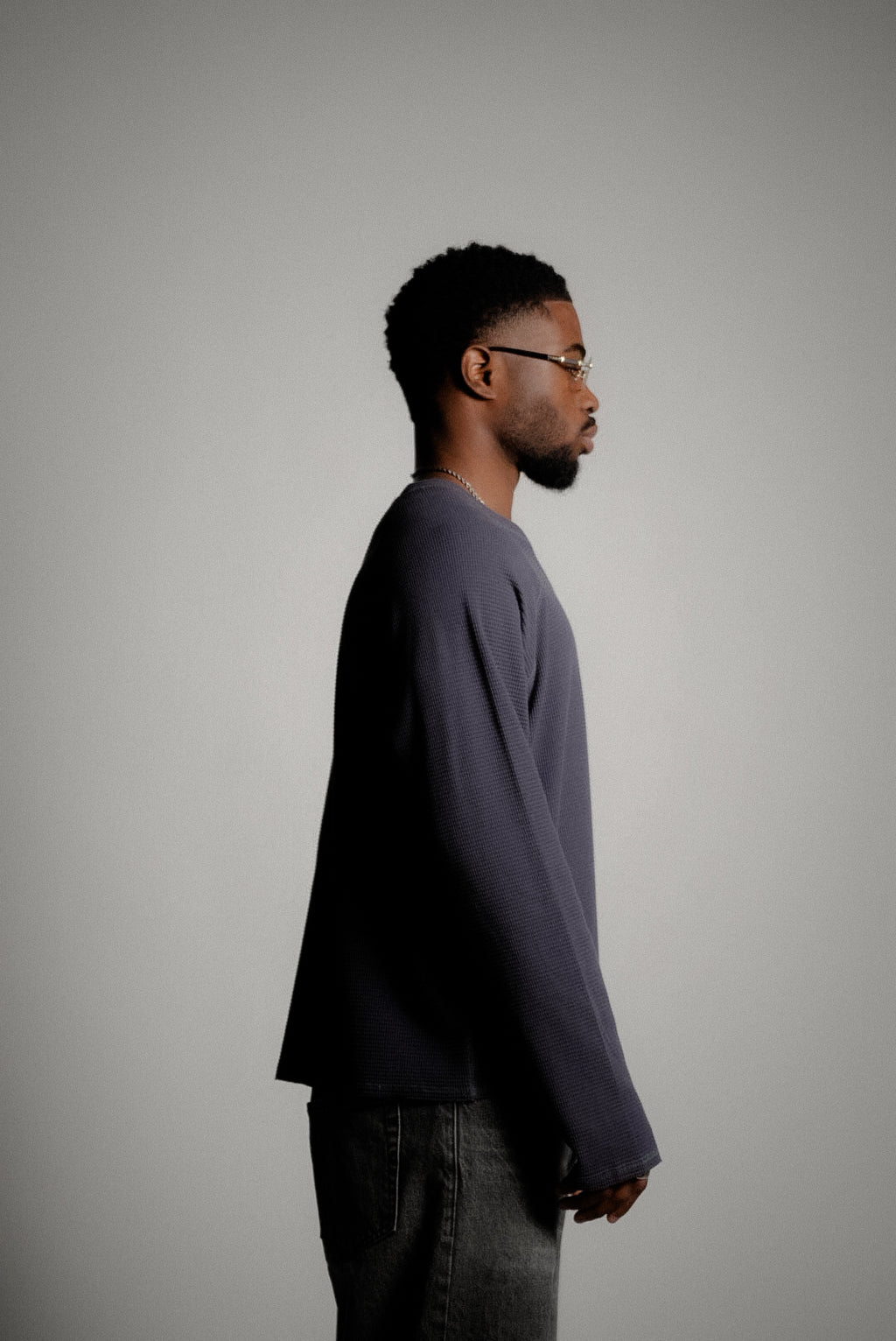 Waffle Long Sleeve  – Slate Blue