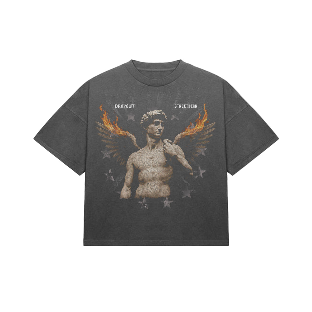 WASH GREY TEE  – DROPOUT ETERNAL FLAME DAVID