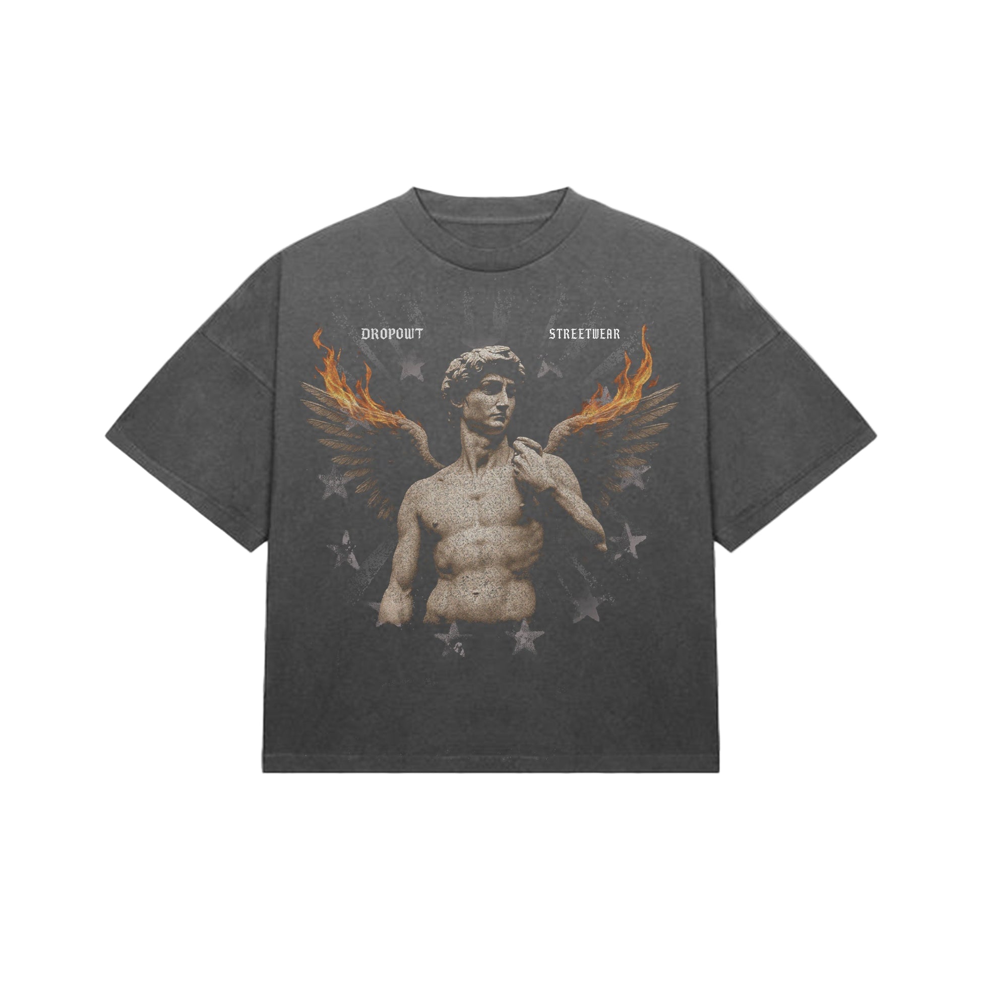 WASH GREY TEE  – DROPOUT ETERNAL FLAME DAVID
