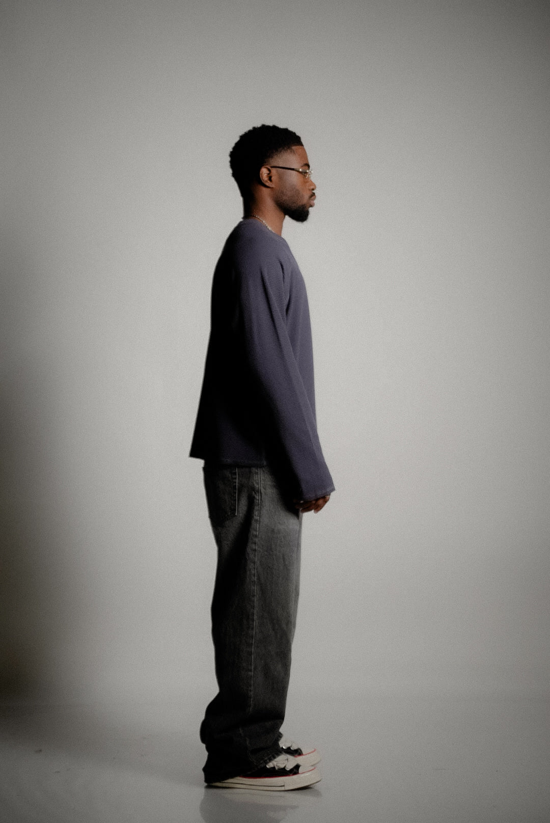 Waffle Long Sleeve  – Slate Blue