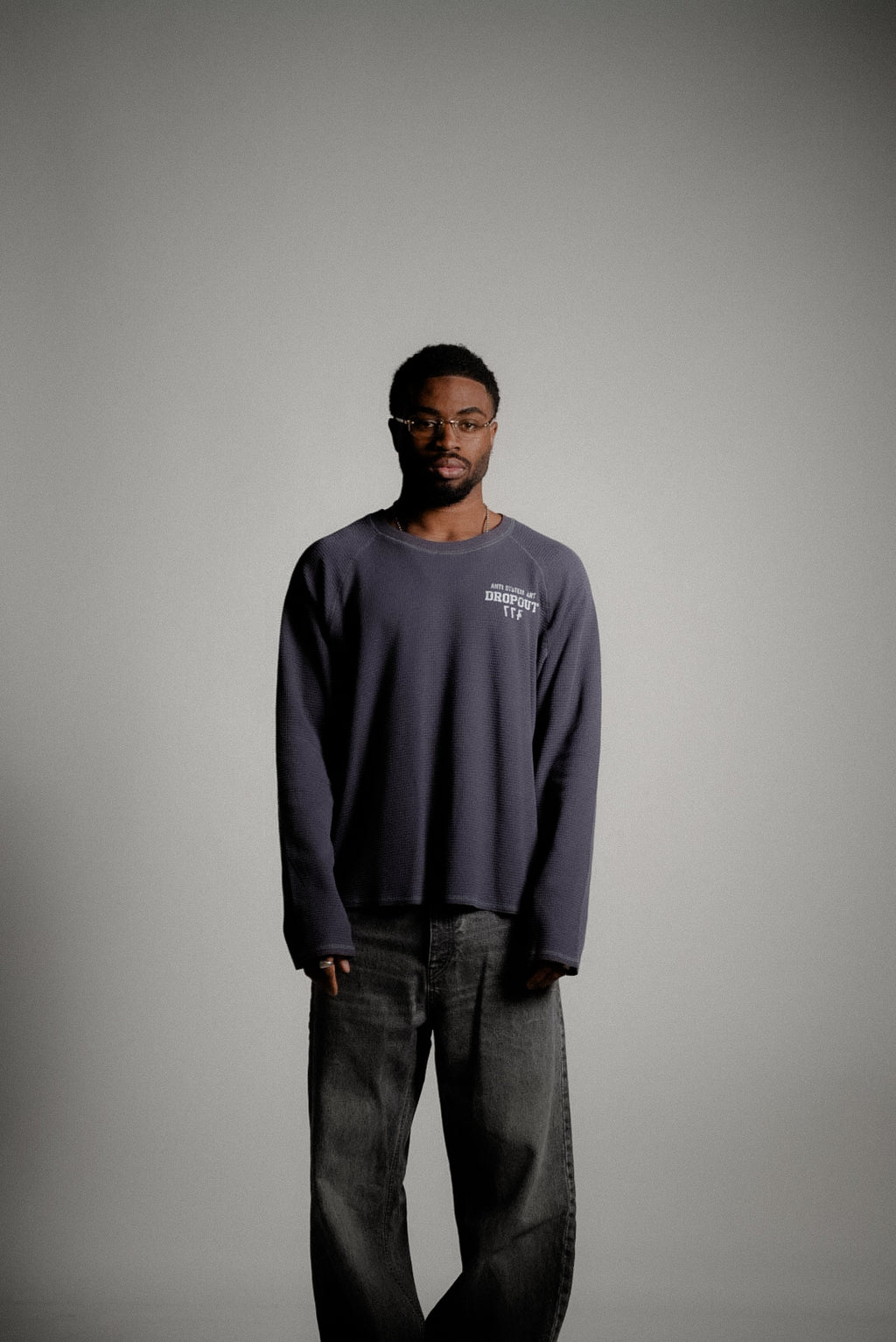 Waffle Long Sleeve  – Slate Blue