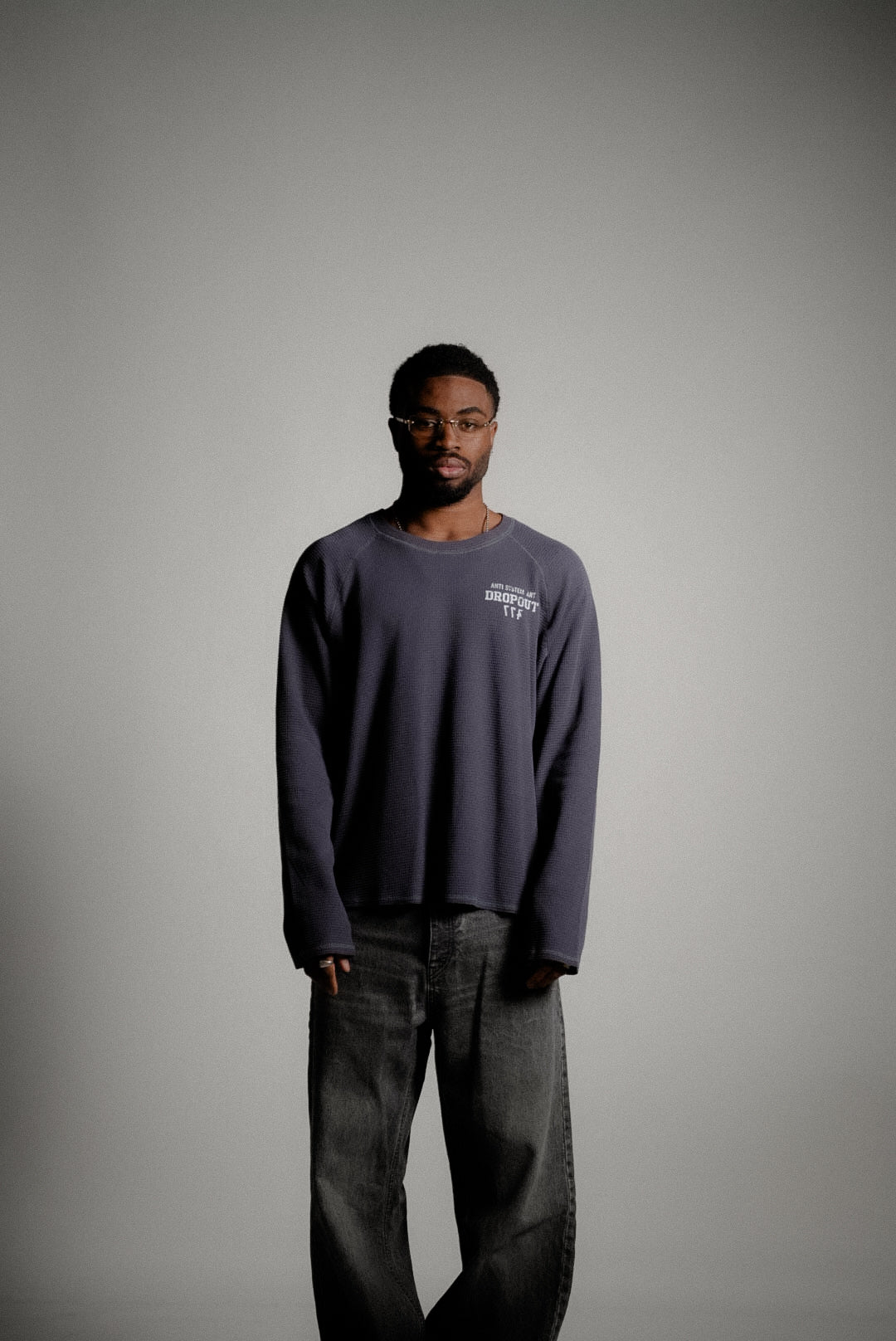 Waffle Long Sleeve  – Slate Blue