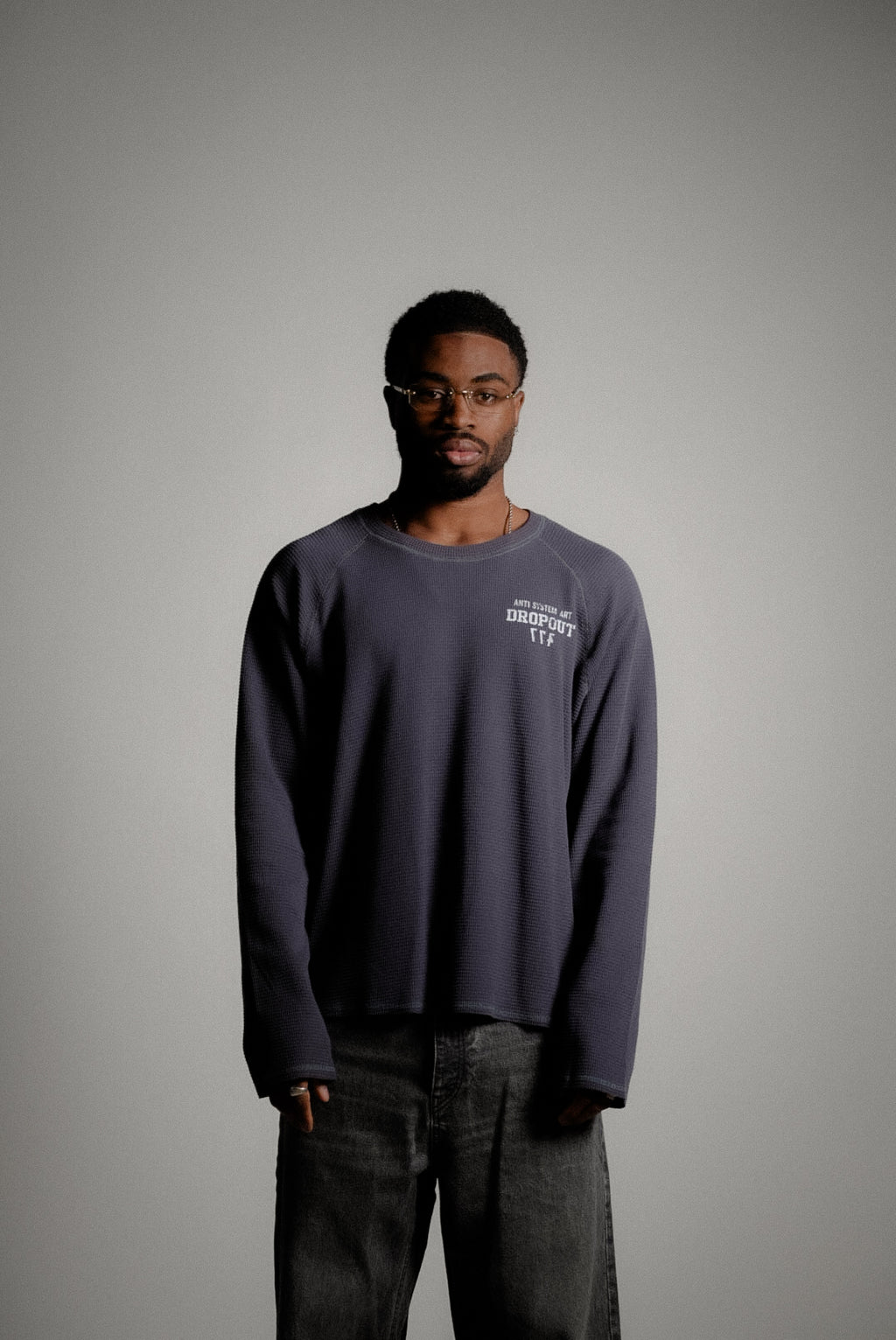 Waffle Long Sleeve  – Slate Blue