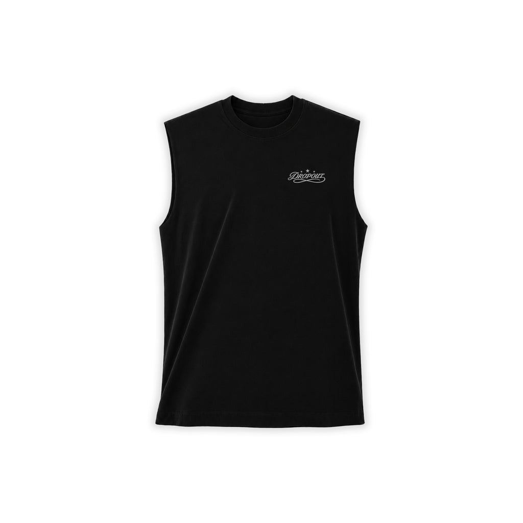 DROPOUT SCRIPT OVERSIZED TANK — BLACK
