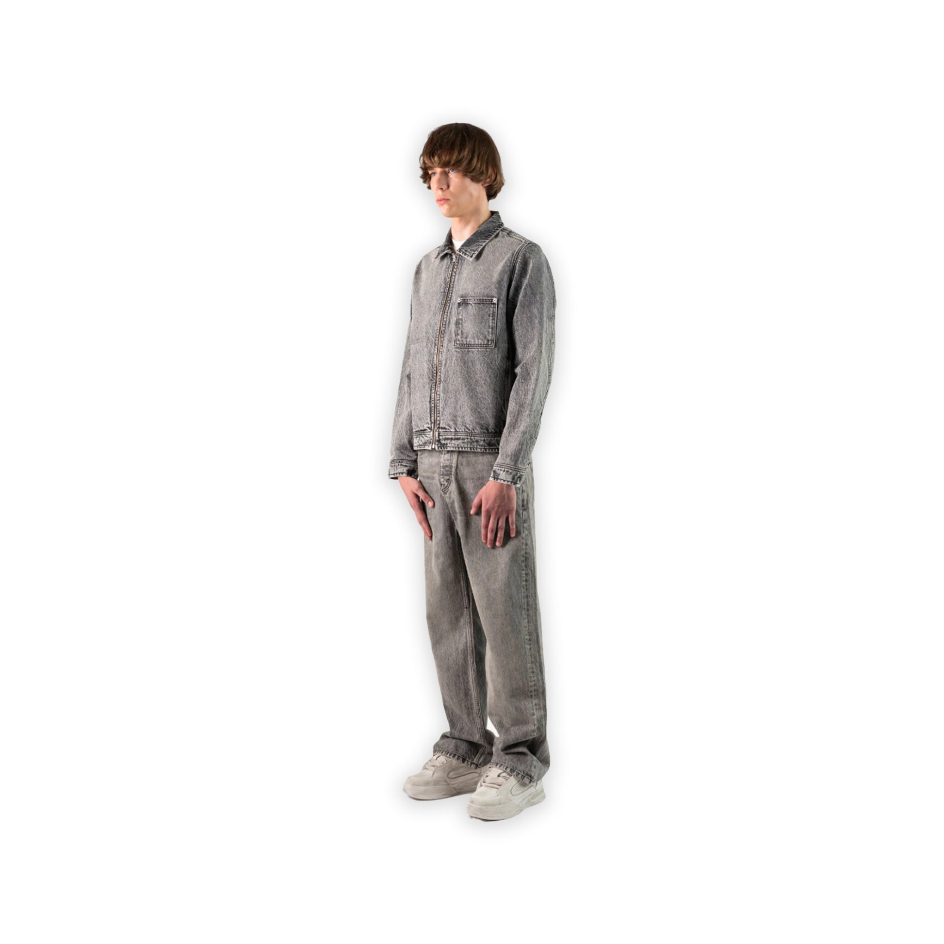 Faded Mid Wash Grey Boxy Denim Jacket