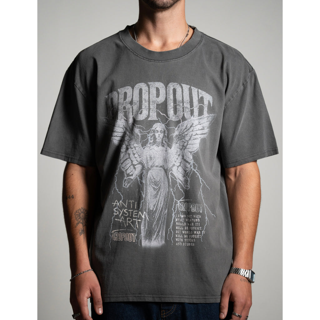 GREY WASH TEE - DIVINE DROPOUT