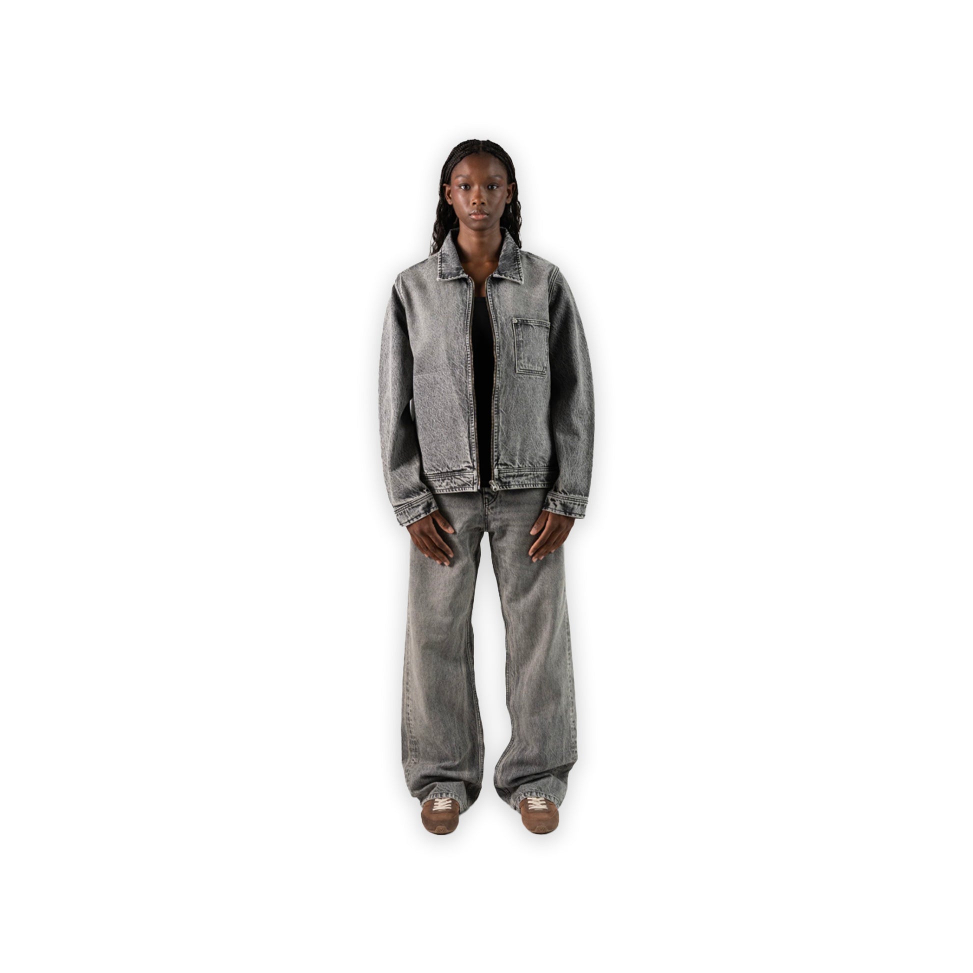 Faded Mid Wash Grey Boxy Denim Jacket