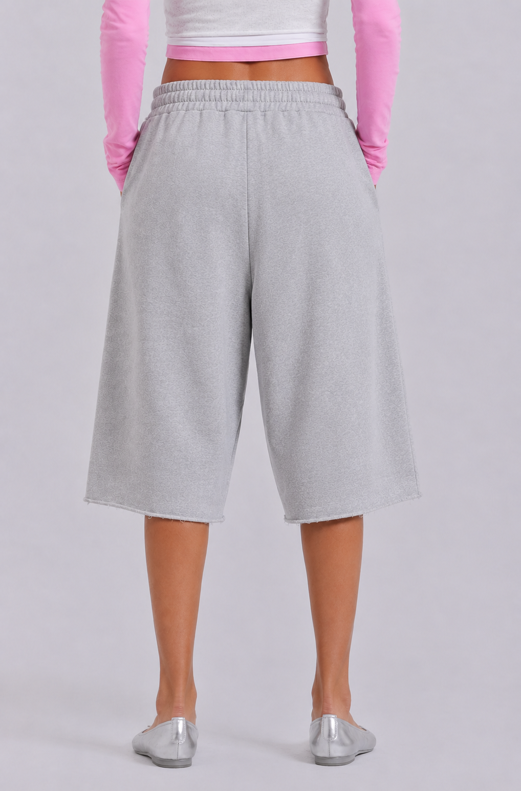 DROPOUT RHINESTONE SWEAT JORTS –  GREY