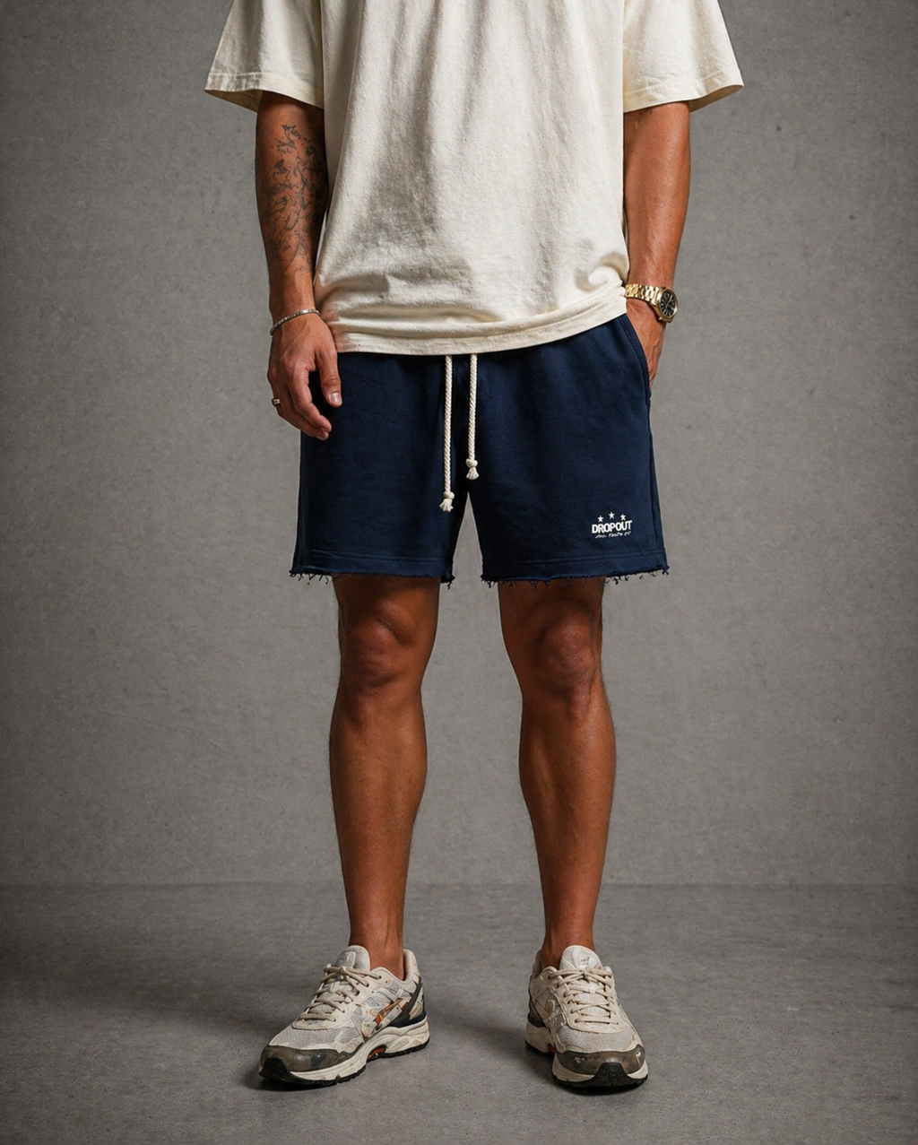 Wide Sweat Shorts – Navy