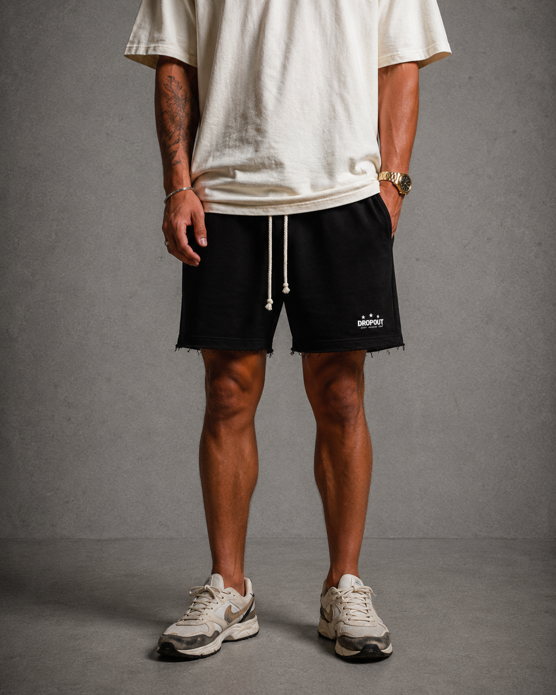 Wide Sweat Shorts - Grey Melange