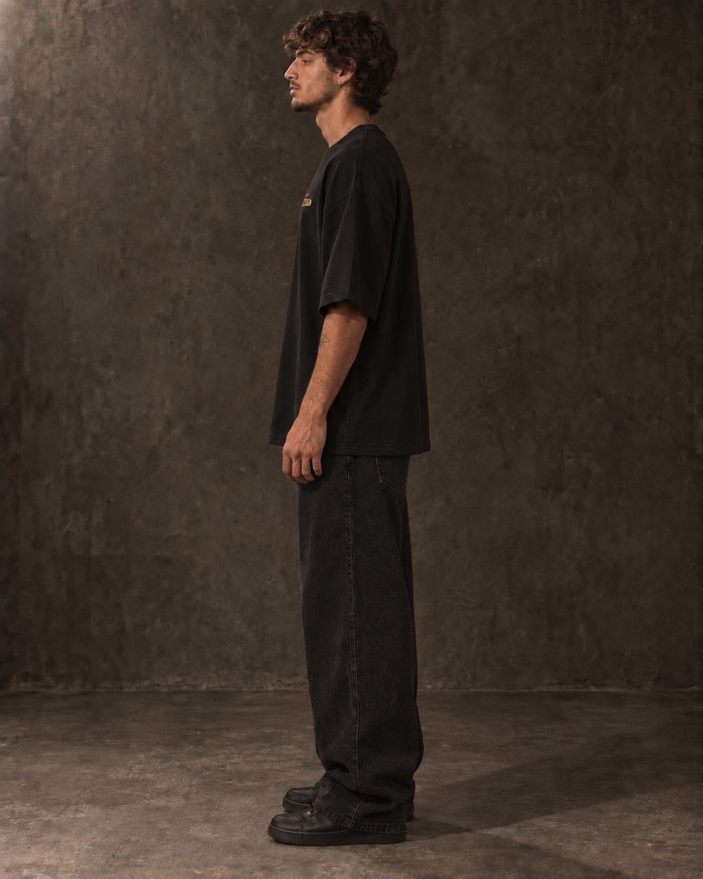 D FLAME OVERSIZED TEE - BLACK