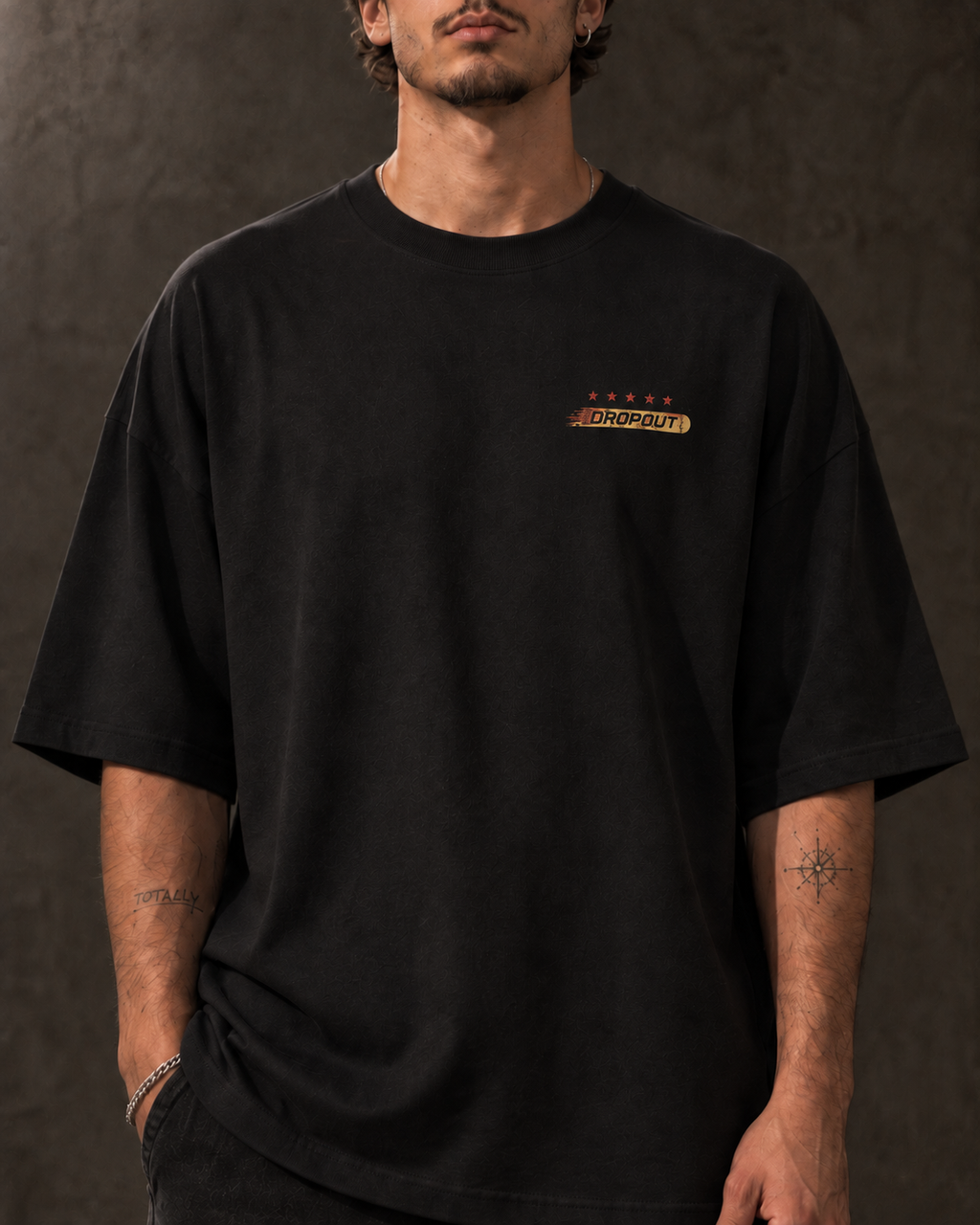 D FLAME OVERSIZED TEE - BLACK
