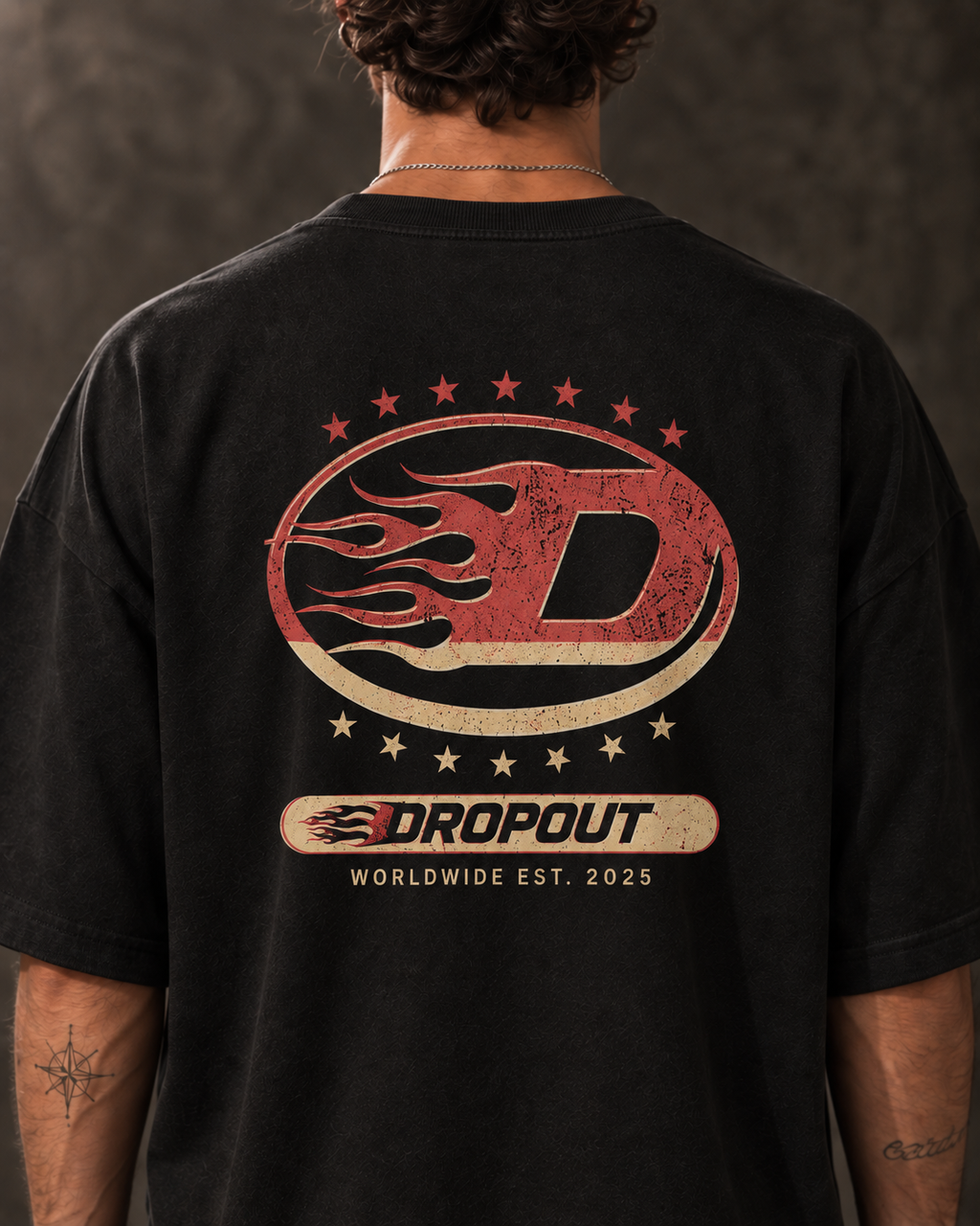 D FLAME OVERSIZED TEE - BLACK