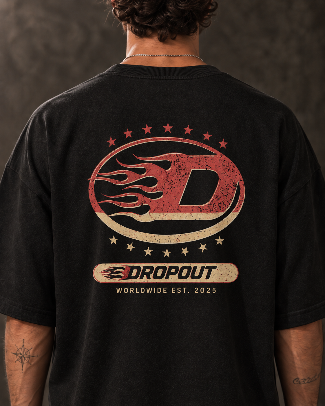 D FLAME OVERSIZED TEE - BLACK