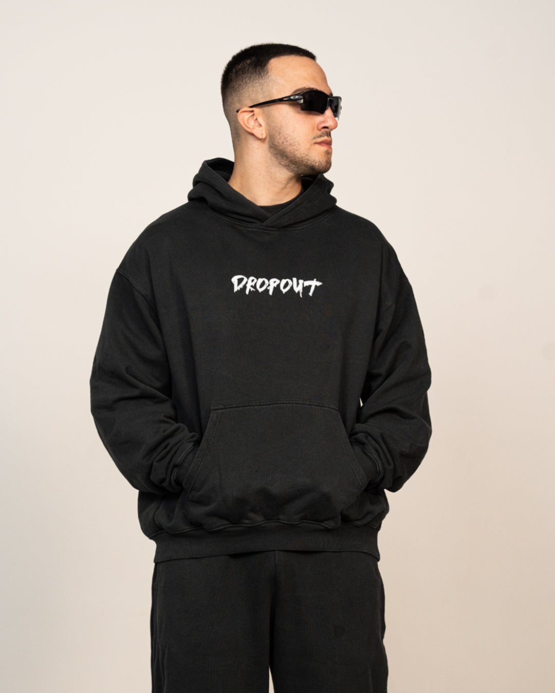 VINTGE BLACK FRENCH TERRY HOODIE DROPOUT LOGO