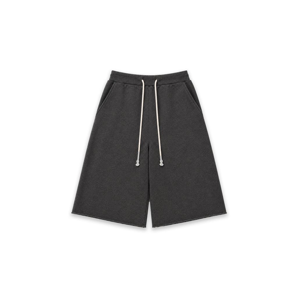 WIDE LEG SWEAT JORTS — DARK GREY