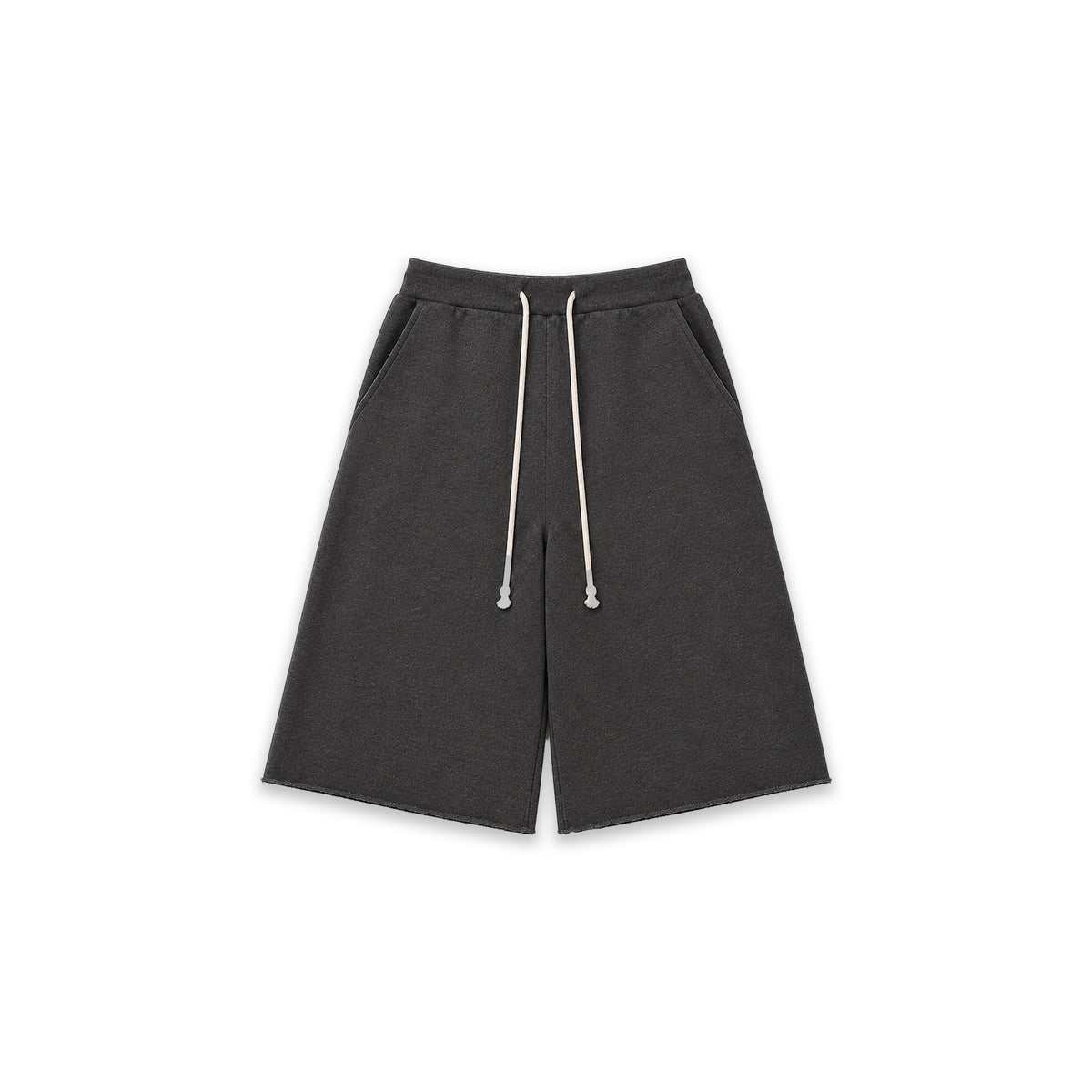 WIDE LEG SWEAT JORTS — DARK GREY