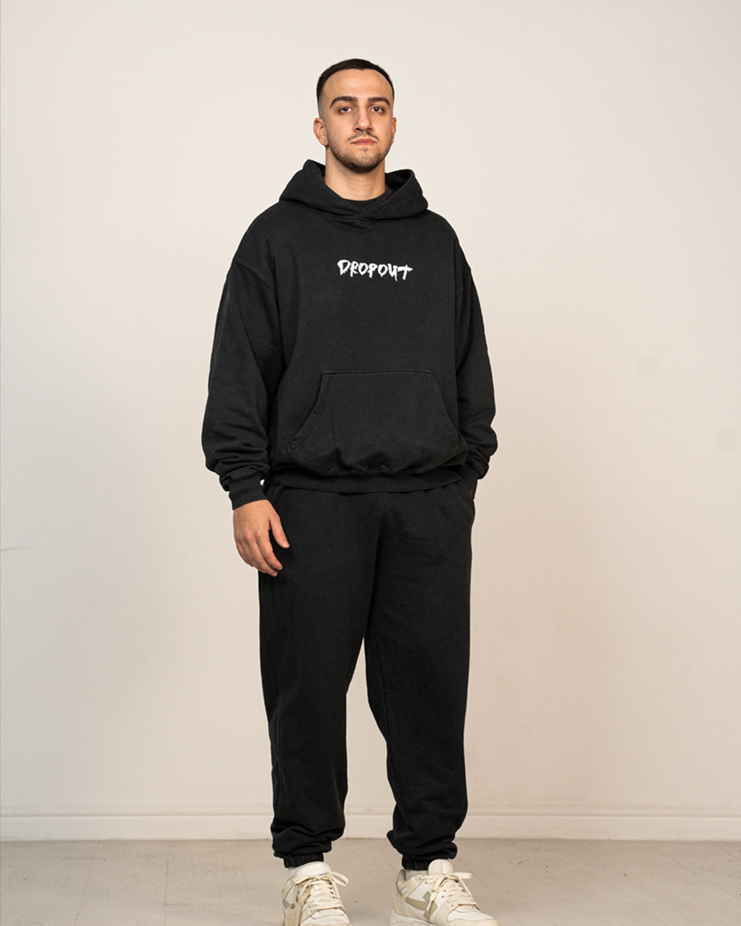 VINTGE BLACK FRENCH TERRY HOODIE DROPOUT LOGO