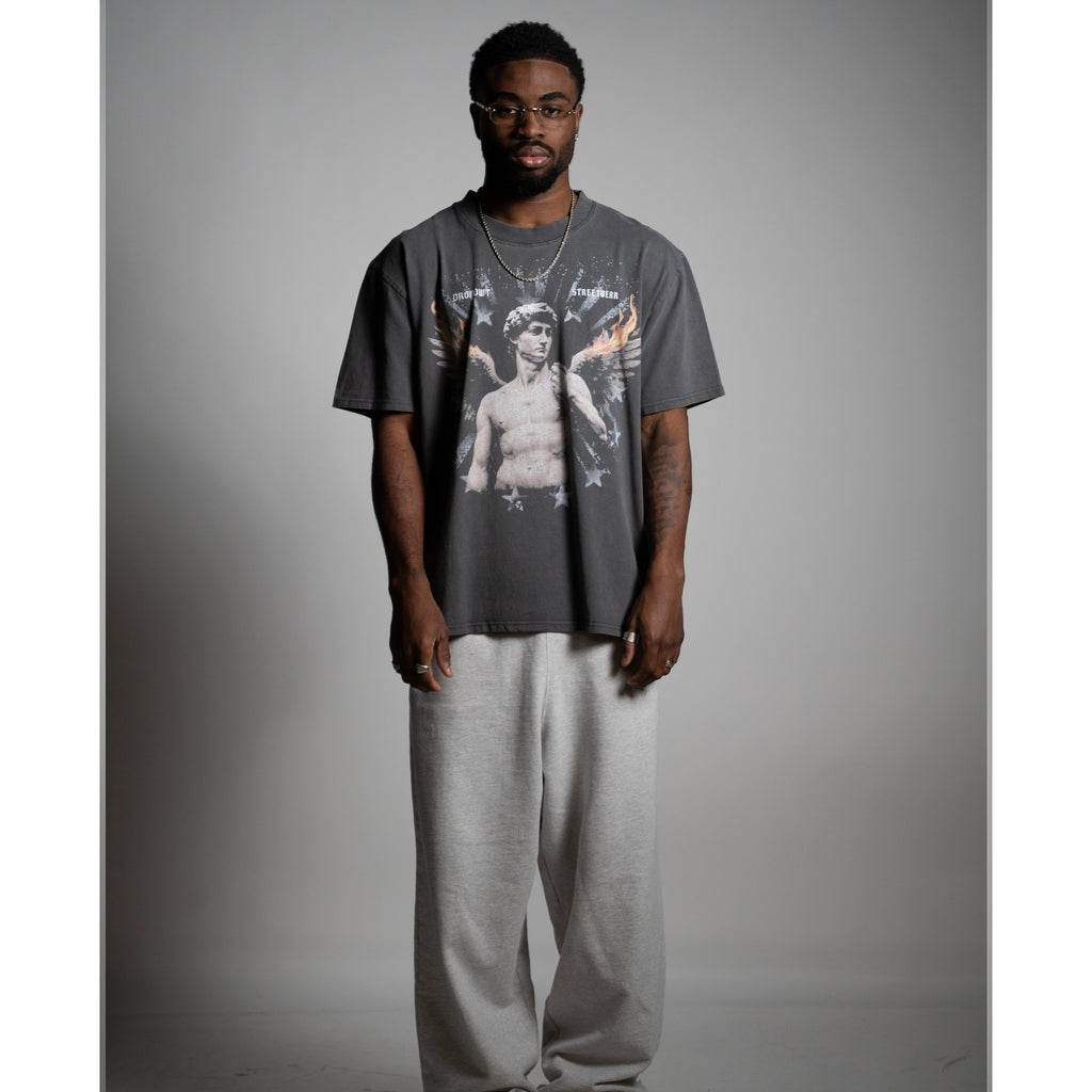 WASH GREY TEE  – DROPOUT ETERNAL FLAME DAVID