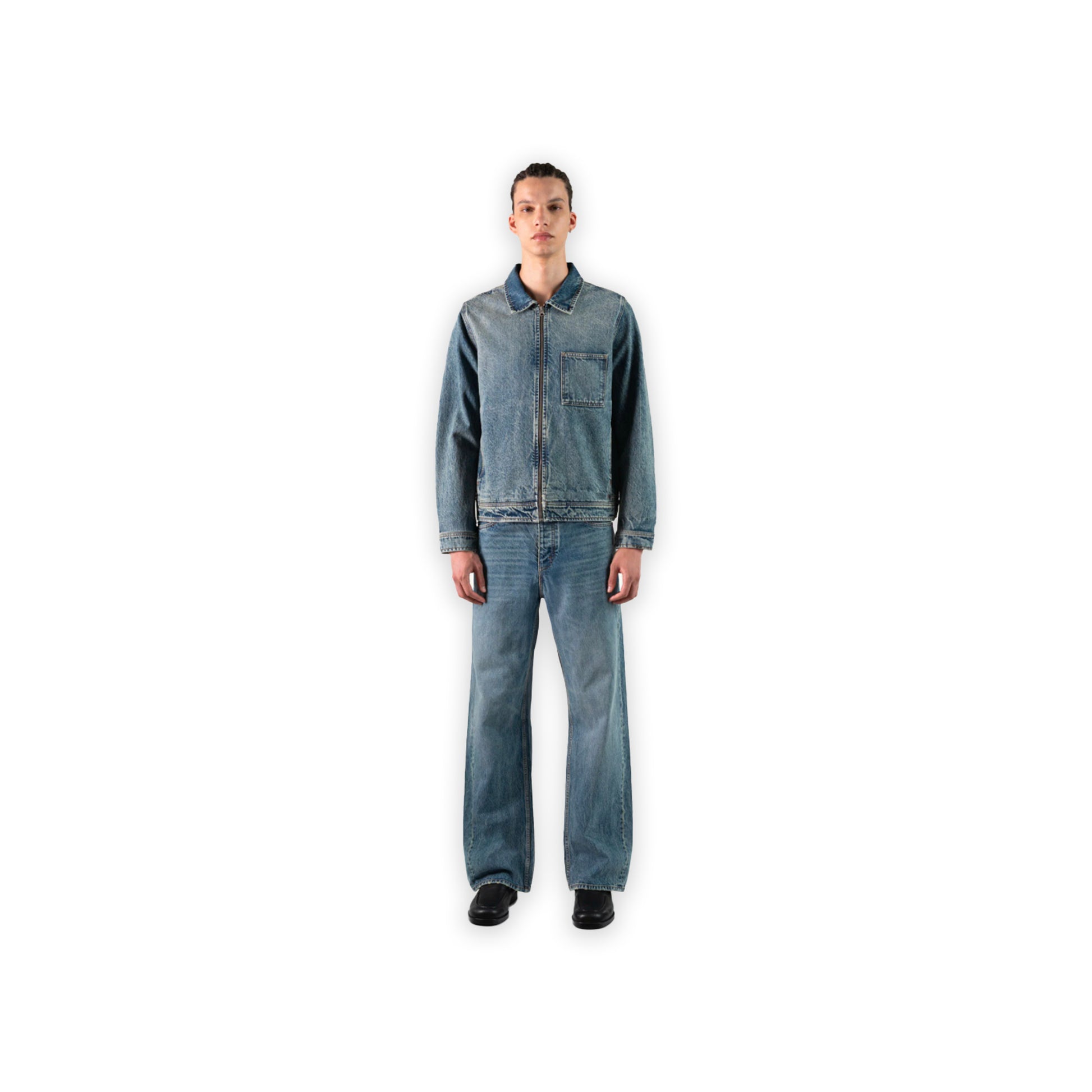 Faded  Blue Boxy Denim Jacket