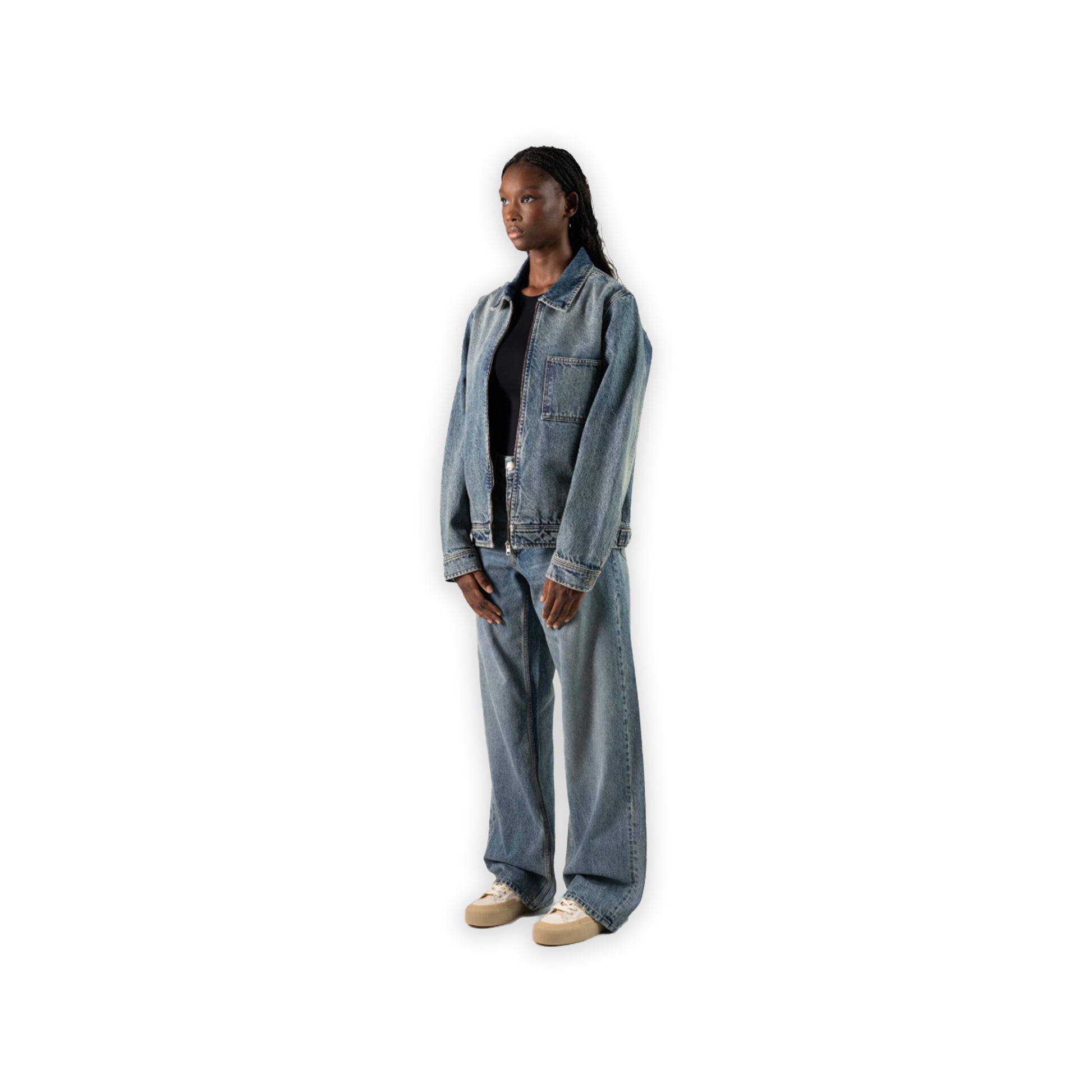 Faded  Blue Boxy Denim Jacket