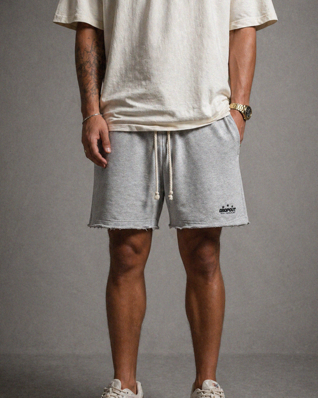 Wide Sweat Shorts – Grey Melange