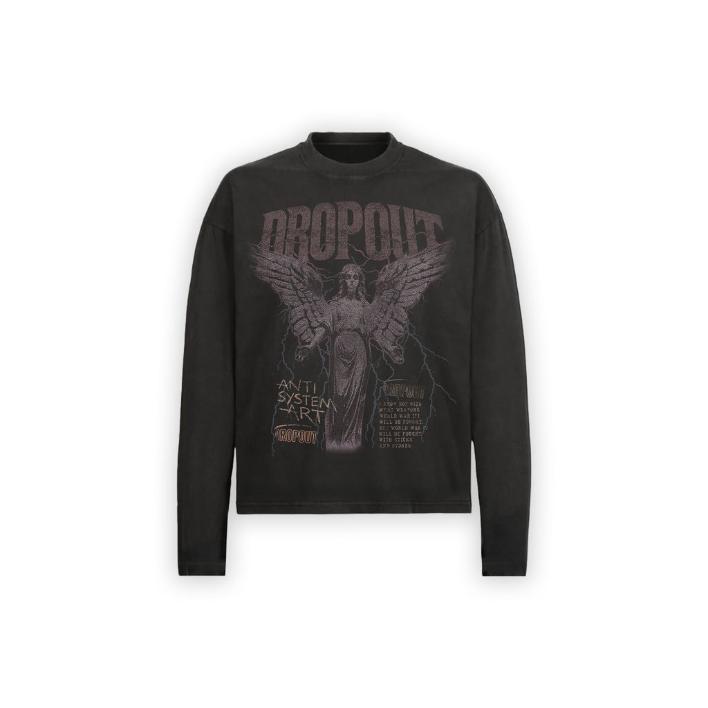 long sleeve oversized boxy tee - vintage black