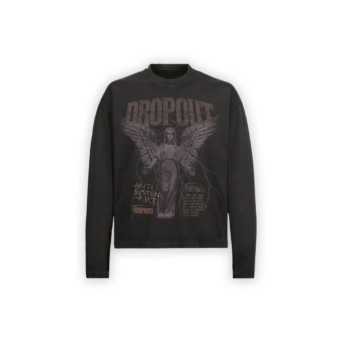 long sleeve oversized boxy tee - vintage black