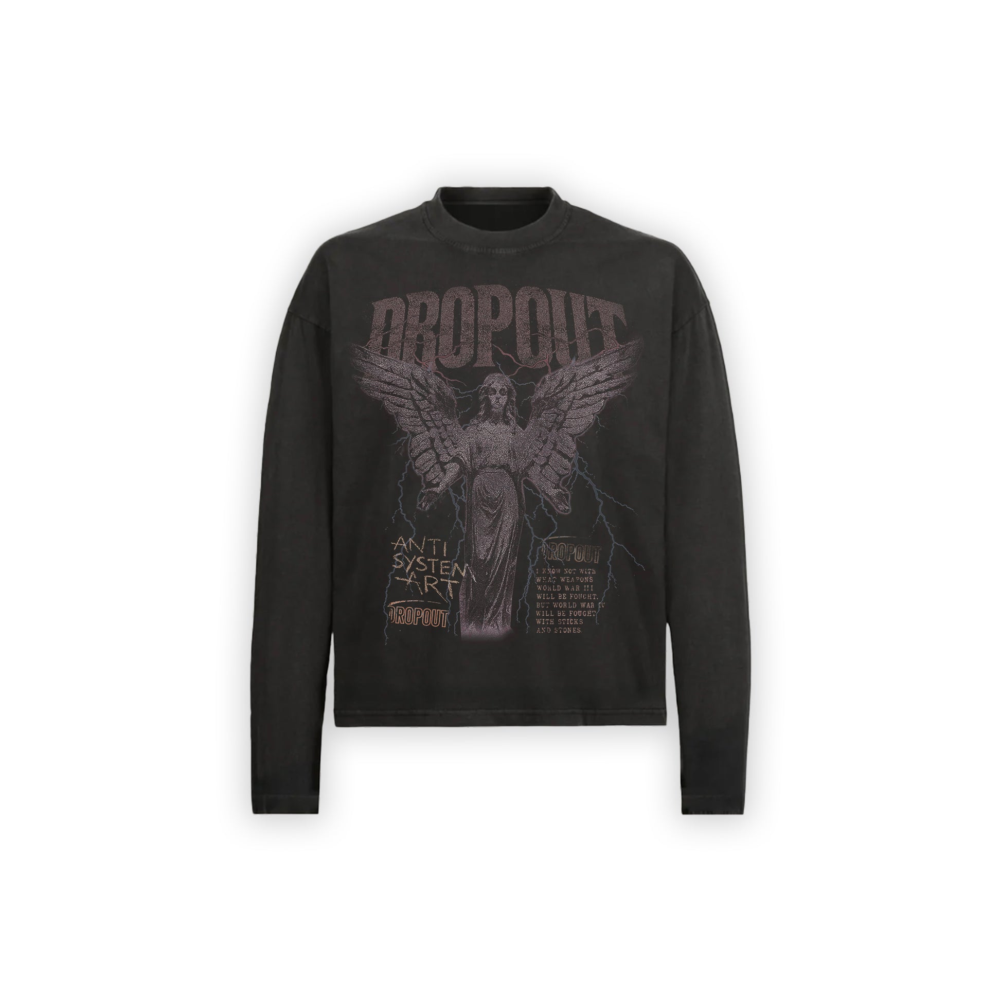 long sleeve oversized boxy tee - vintage black