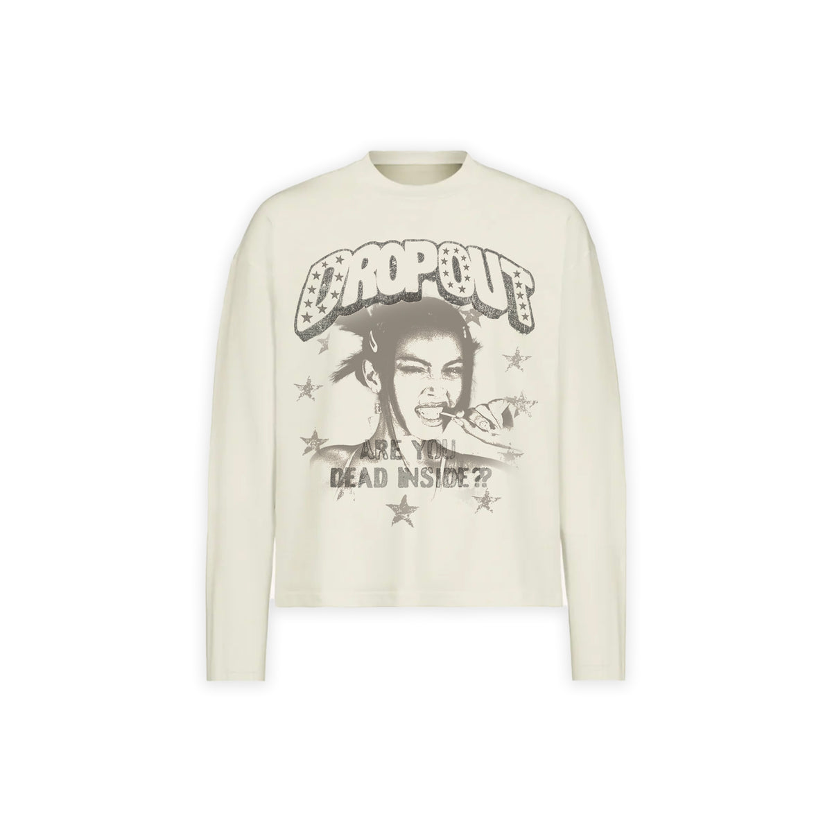 long sleeve oversized boxy tee - vintage white
