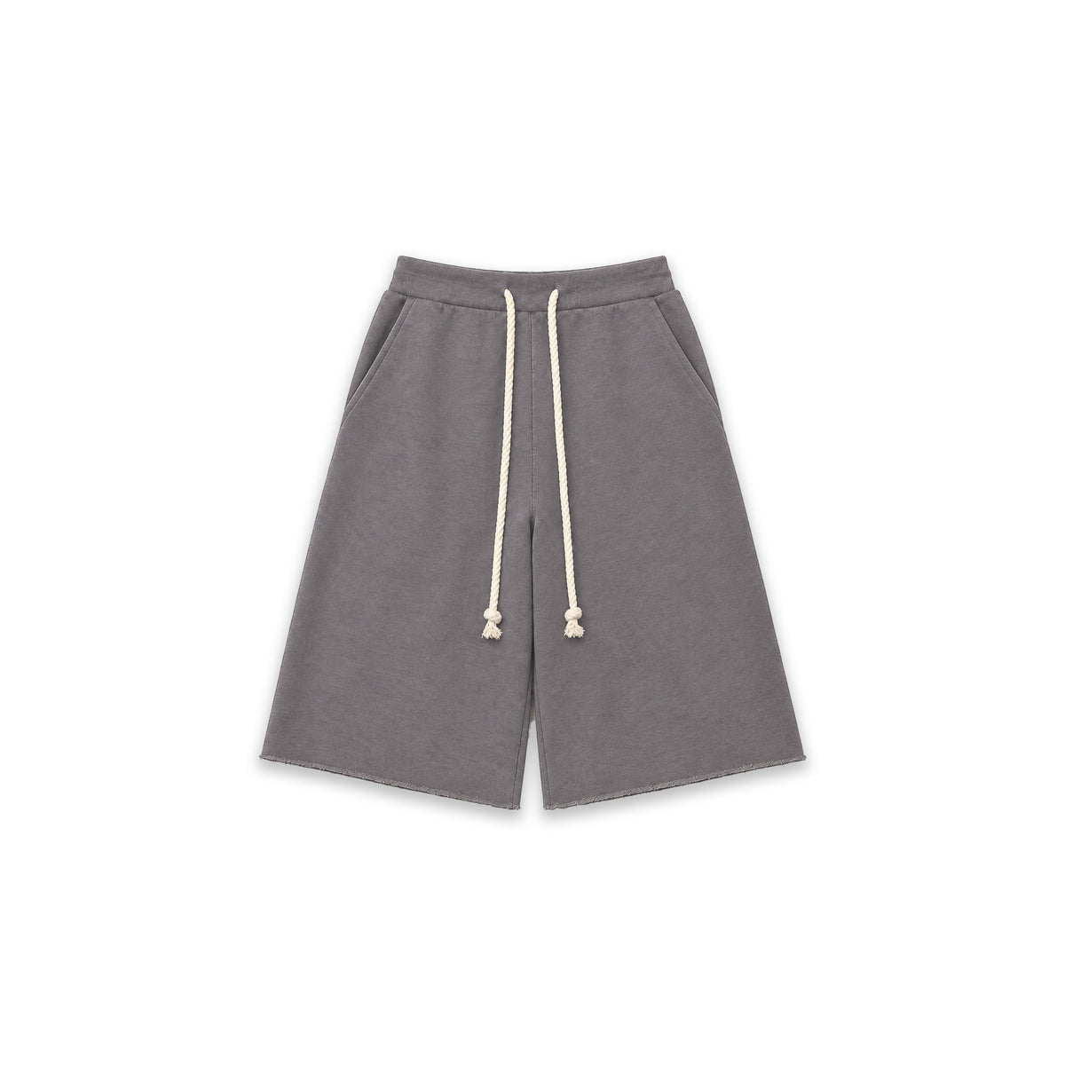 WIDE LEG SWEAT JORTS — GREY