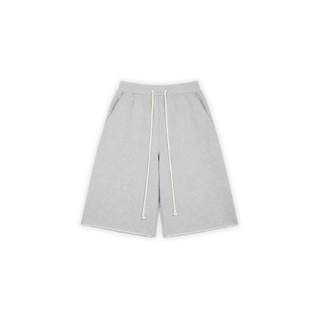 WIDE LEG SWEAT JORTS — GREY MELANGE