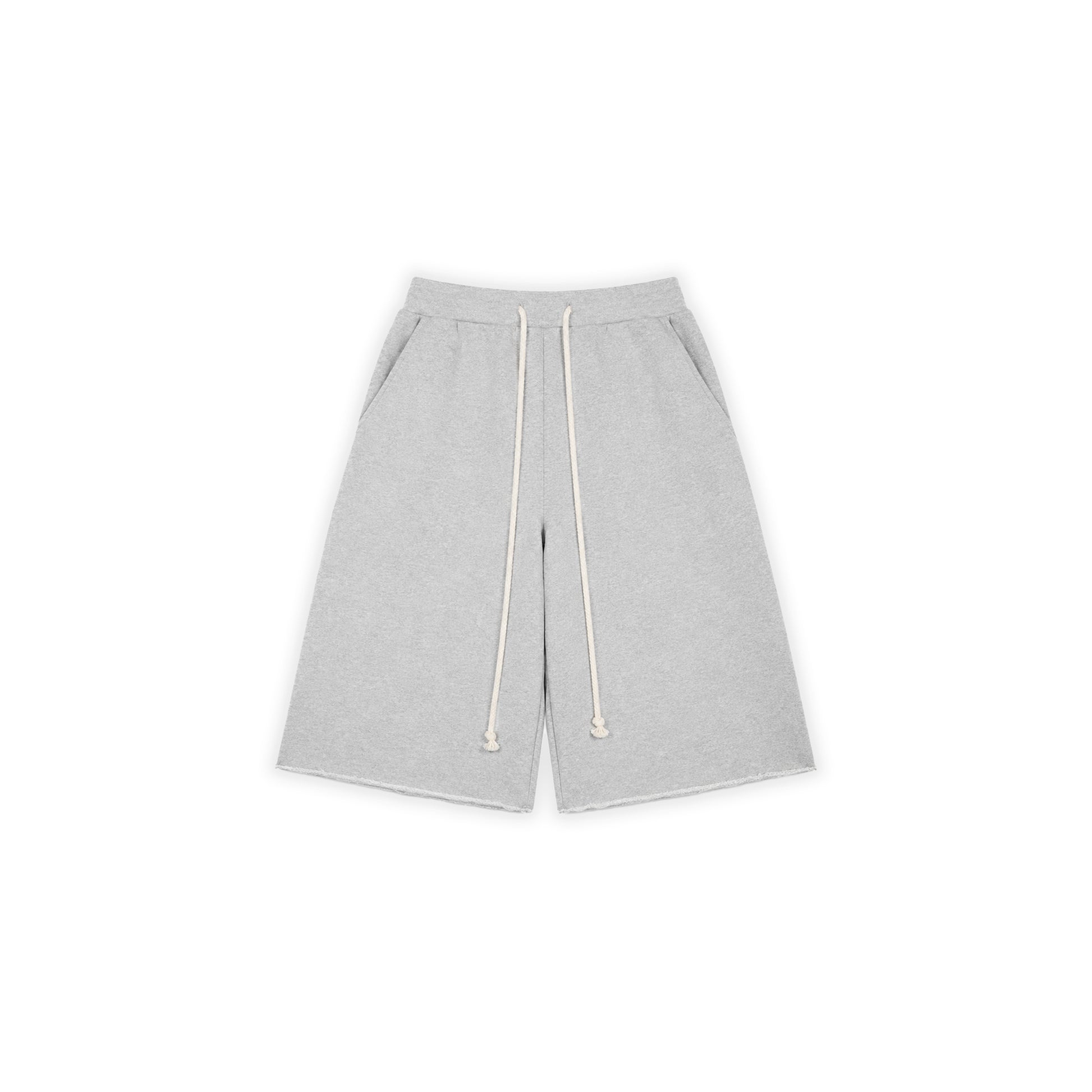 WIDE LEG SWEAT JORTS — GREY MELANGE