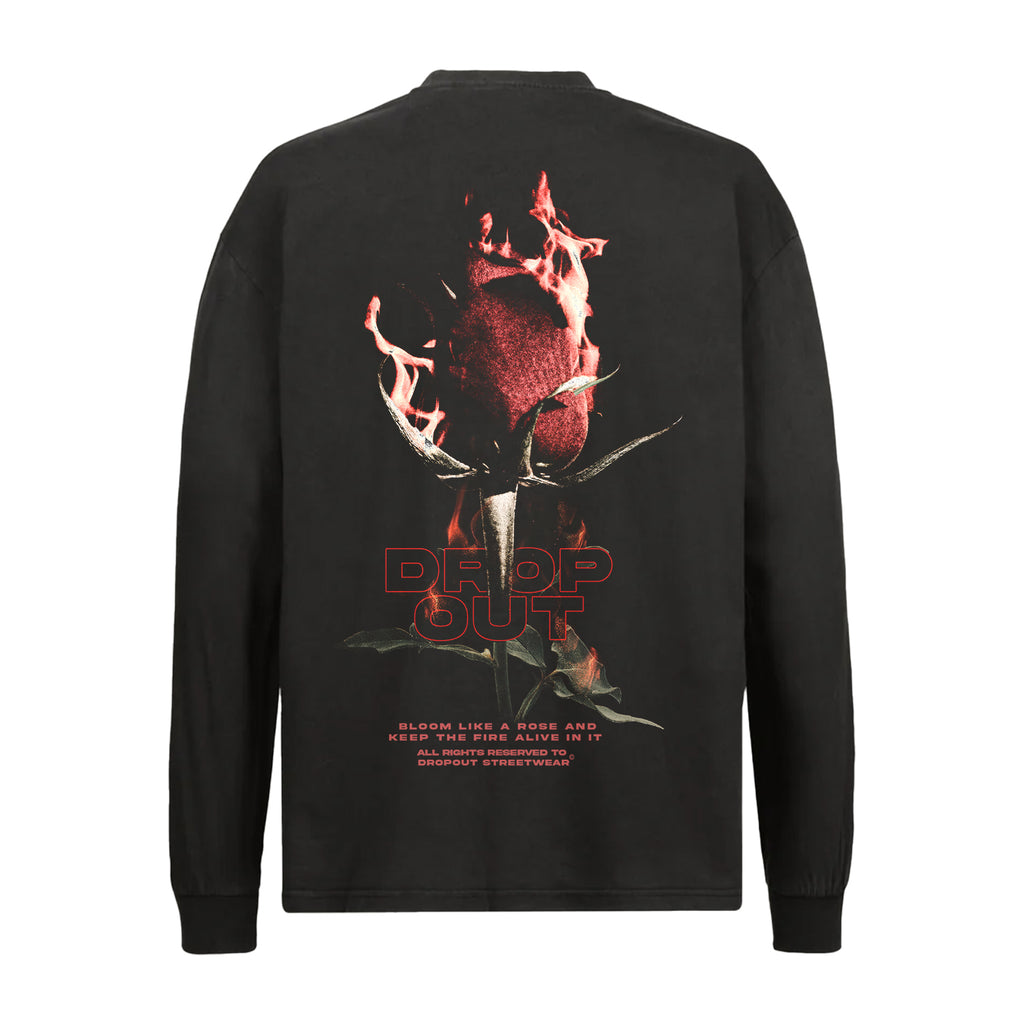 LONG SLEEVE ROSES AND FLAME TEE