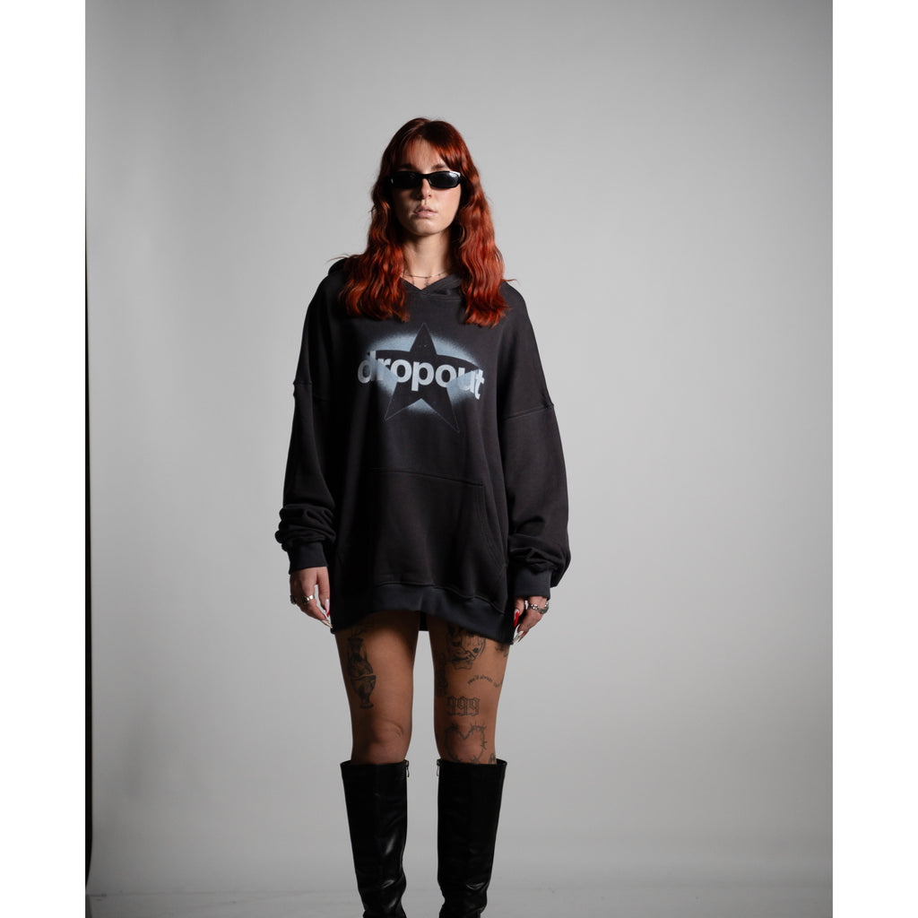 Oversized Hoodie – Charcoal Wash