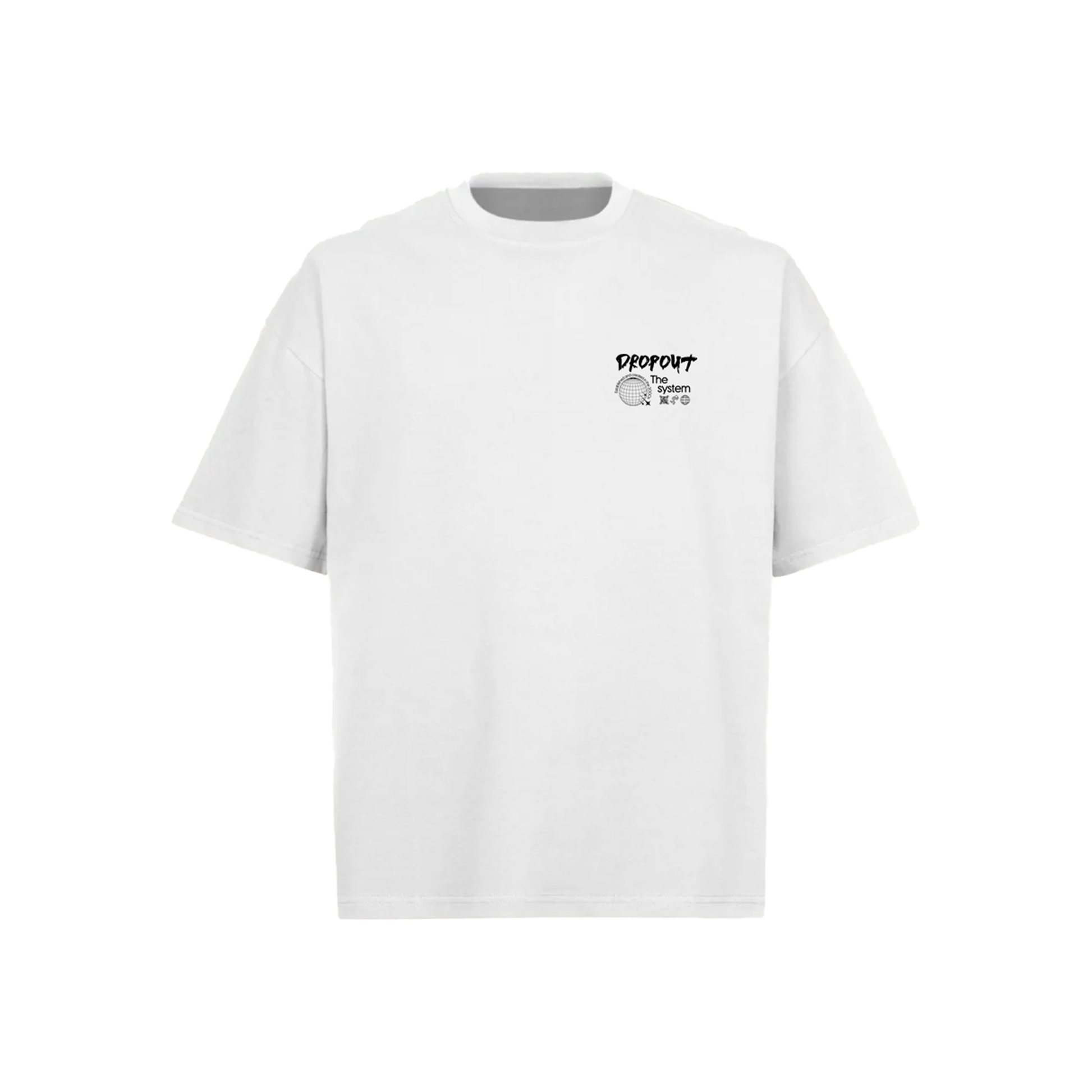 WHITE OVERSIZED TEE - DROP THE SYSTEM DESIGN