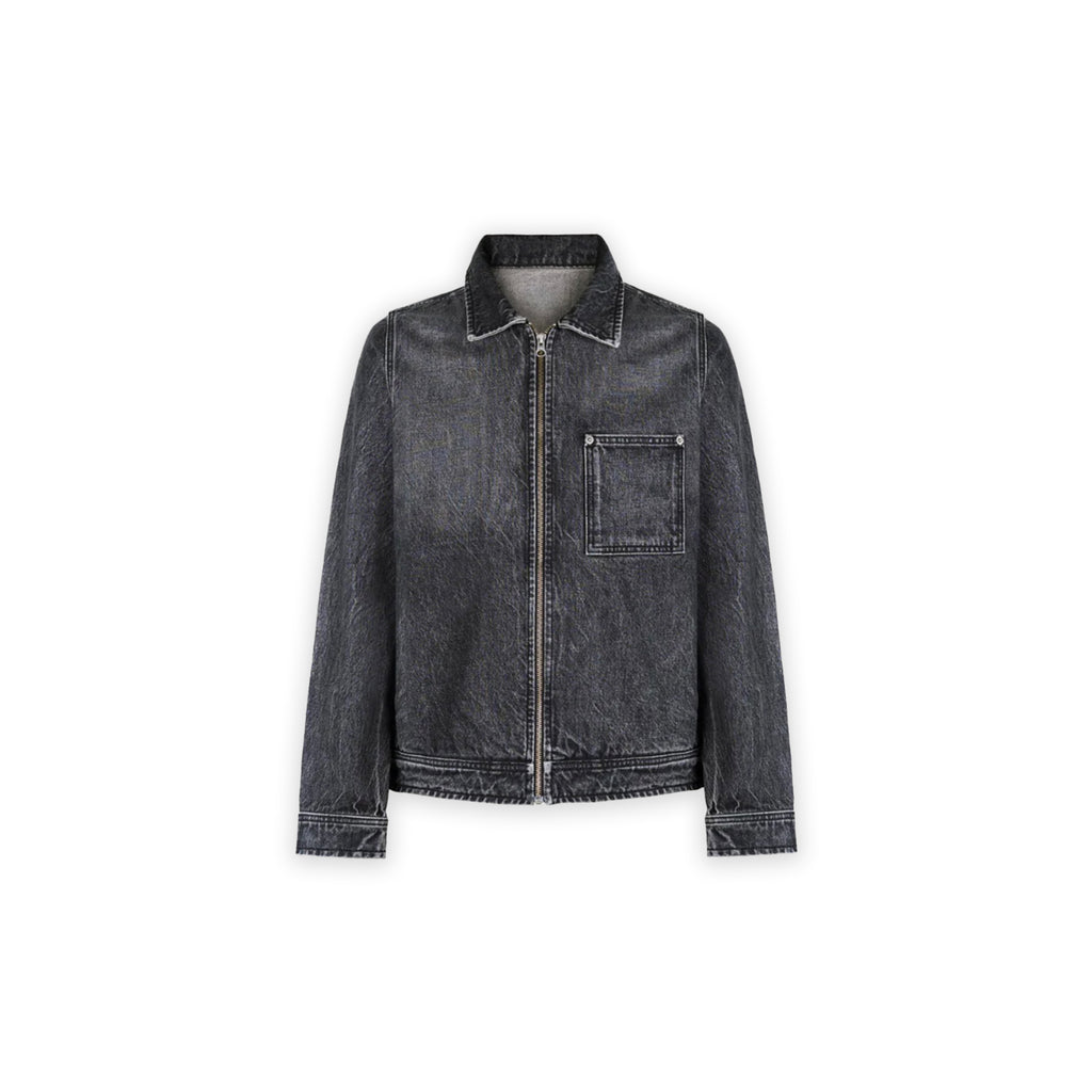 Faded Mid Black Boxy Denim Jacket