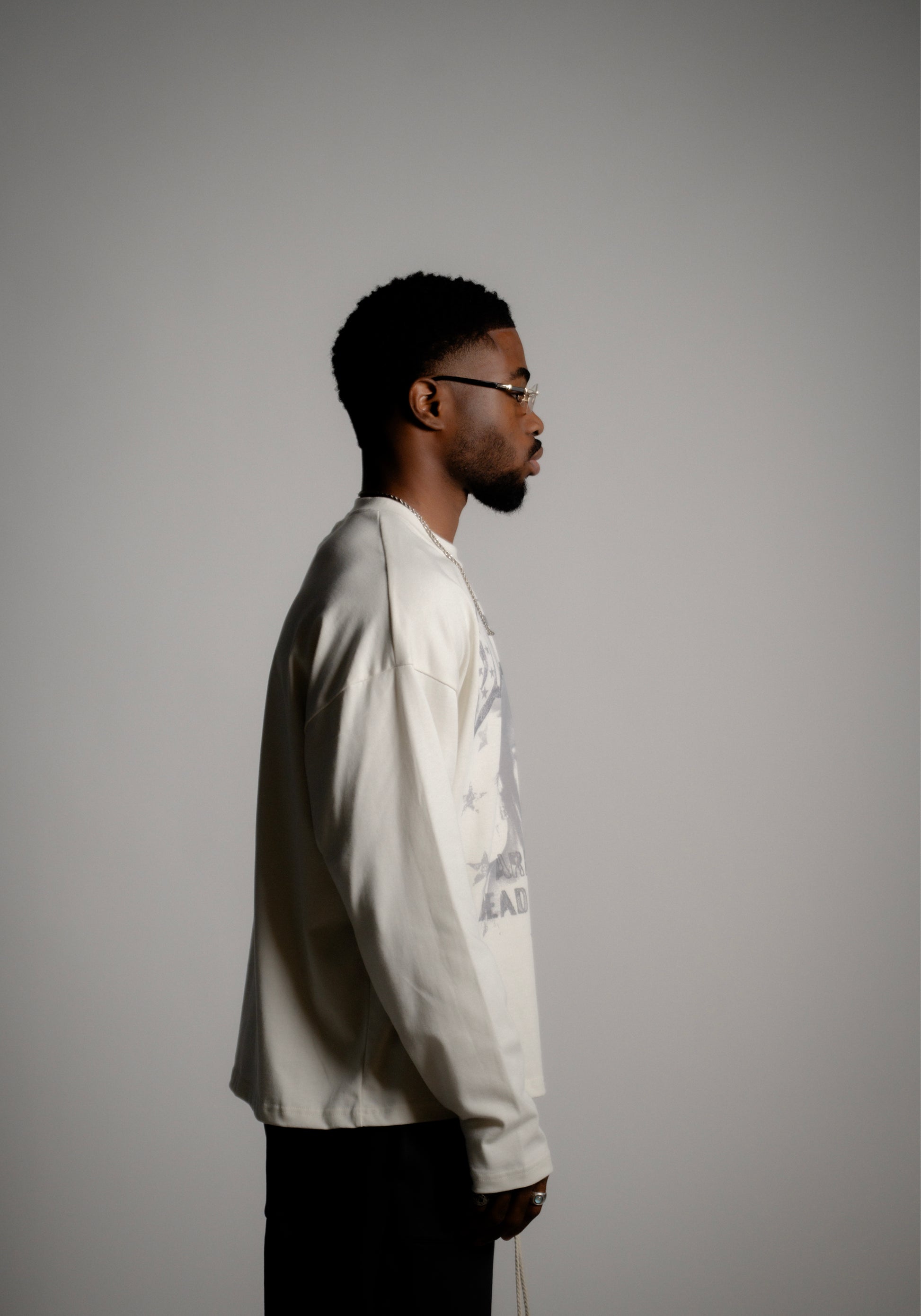 long sleeve oversized boxy tee - vintage white