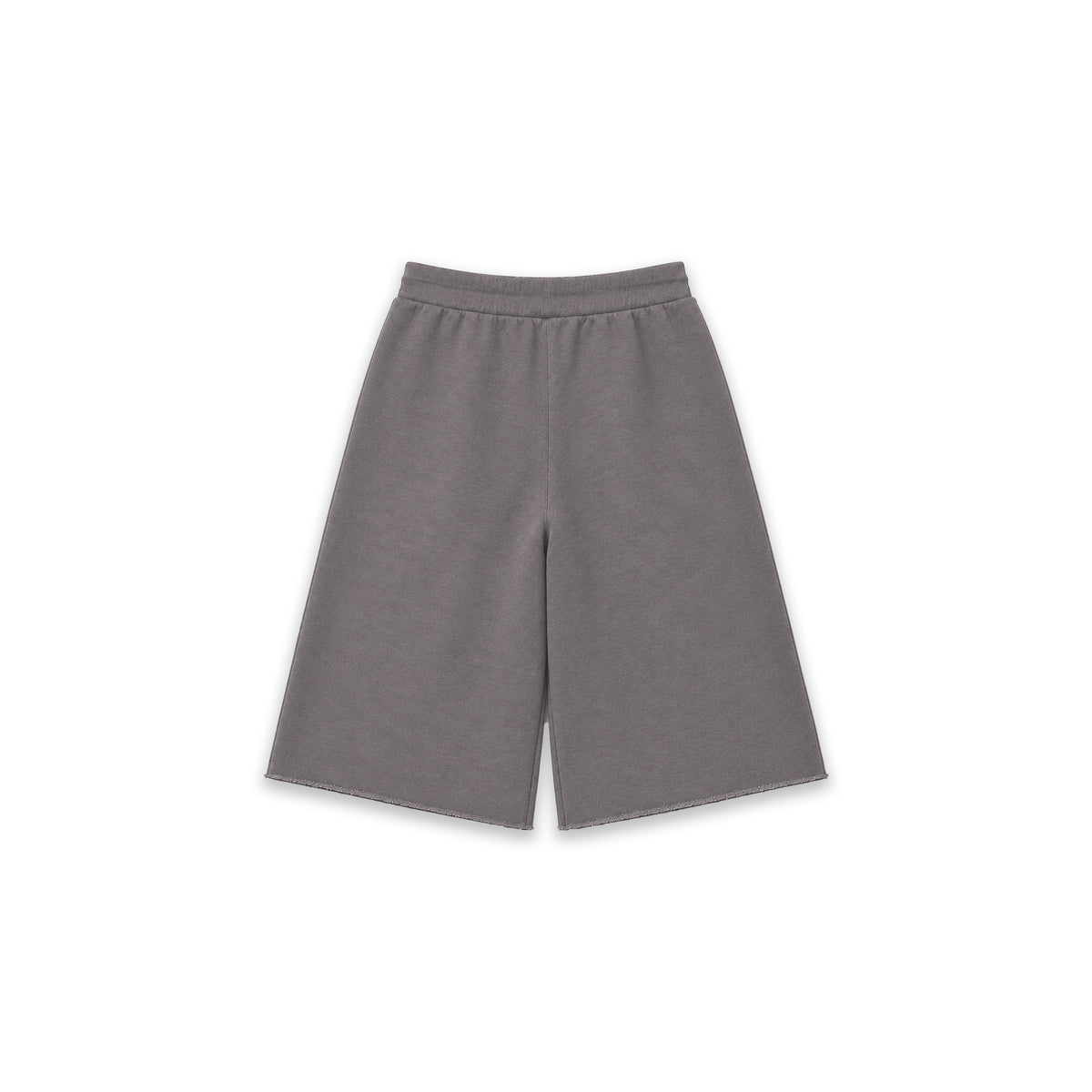RHINESTONE SIDE LOGO WIDE LEG SWEAT JORTS — GREY