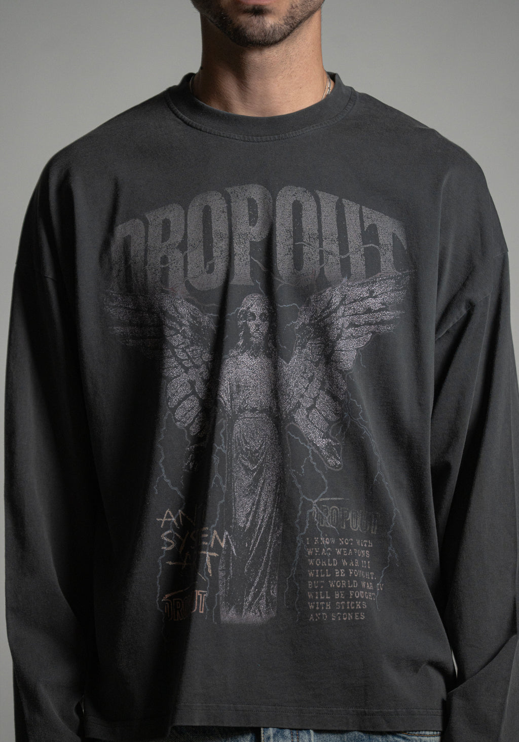long sleeve oversized boxy tee - vintage black