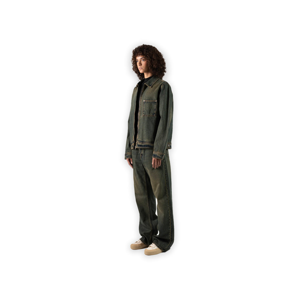 Faded Burn Storm Blue Boxy Denim Jacket