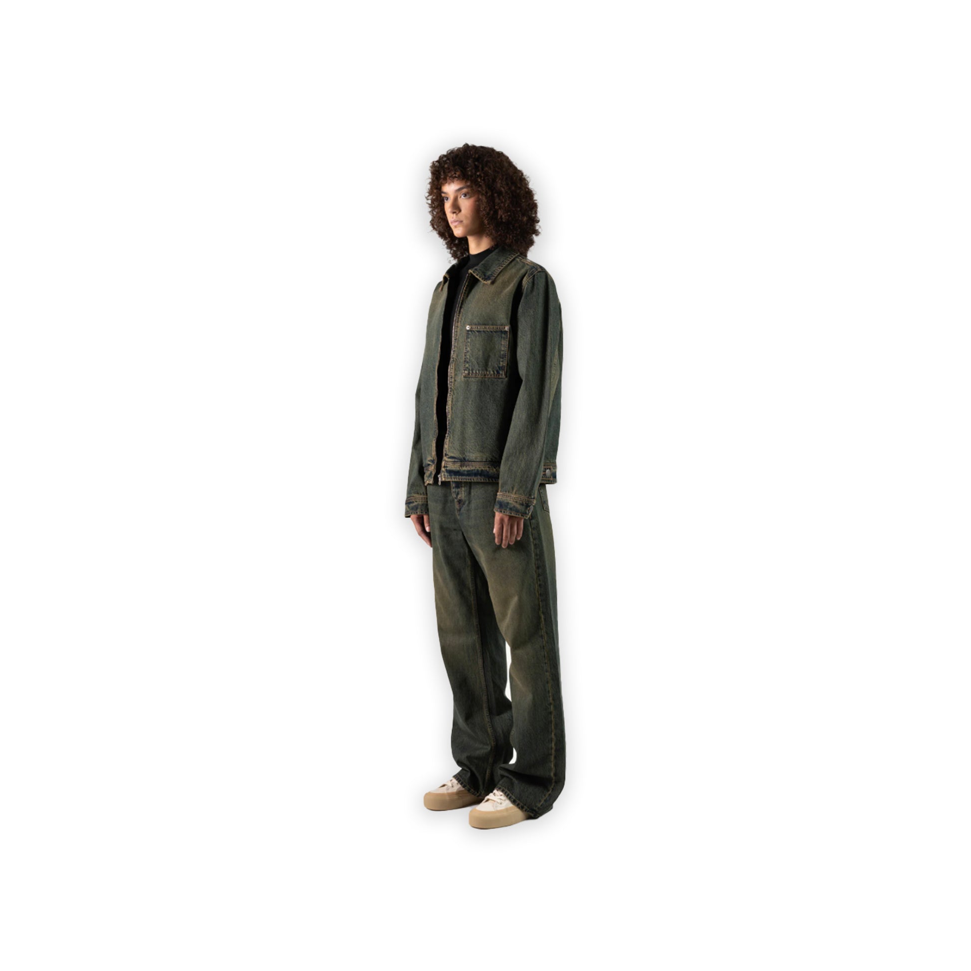 Faded Burn Storm Blue Boxy Denim Jacket