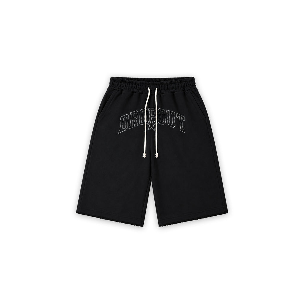 DROPOUT RHINESTONE SWEAT JORTS – BLACK