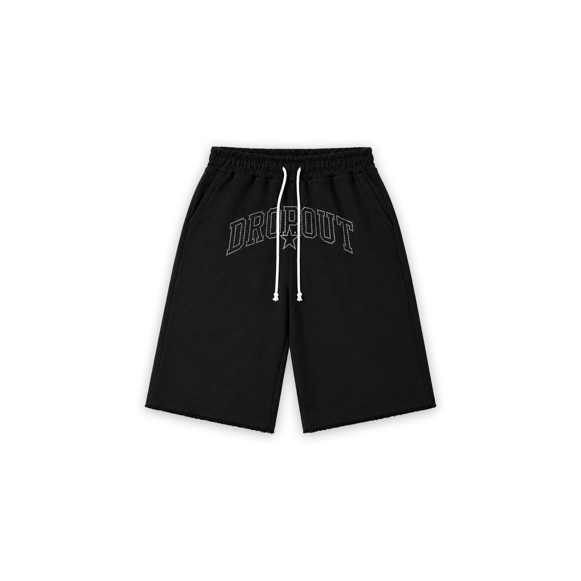 DROPOUT RHINESTONE SWEAT JORTS – BLACK