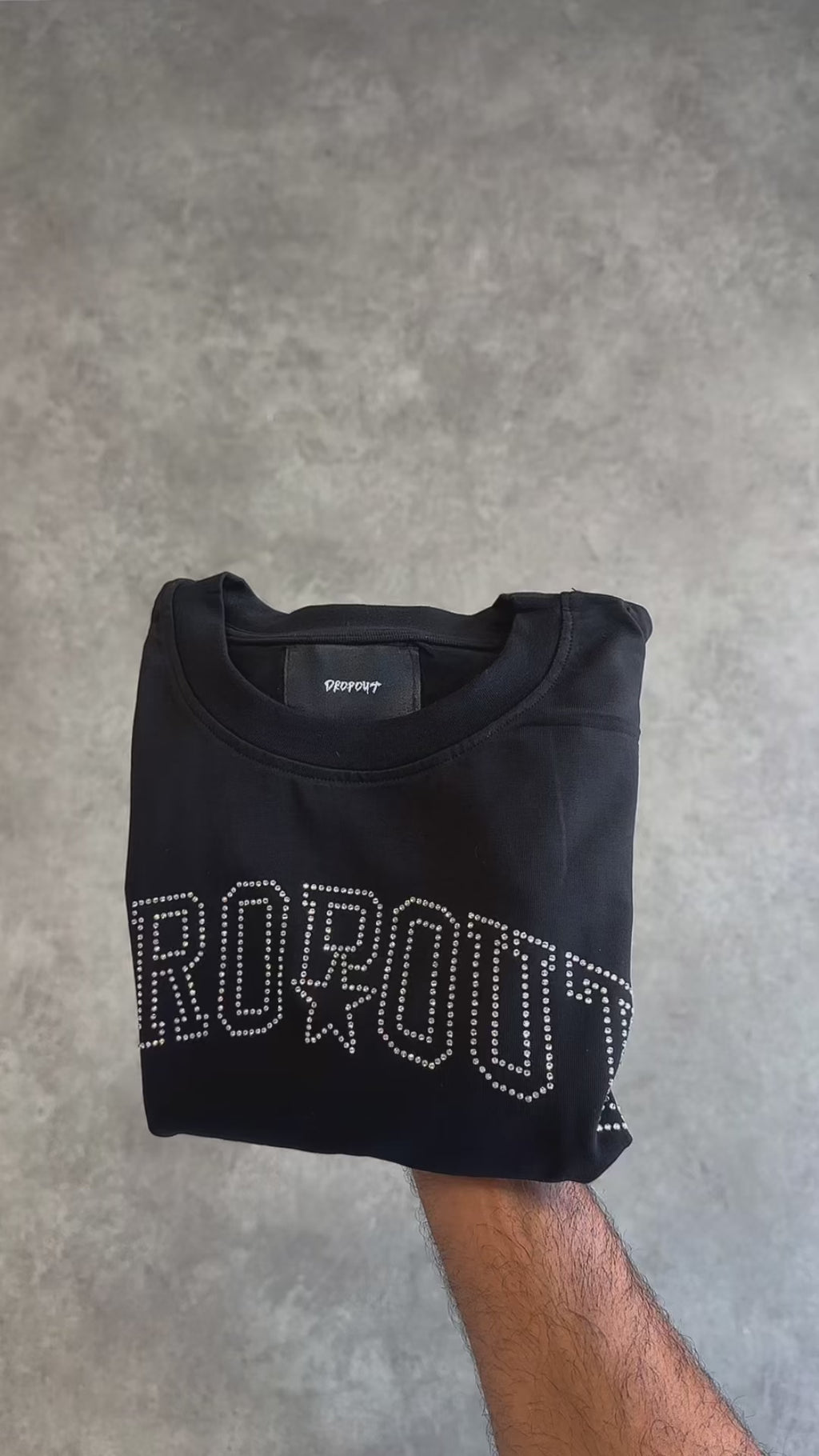 Black Oversized Rhinestone Tee